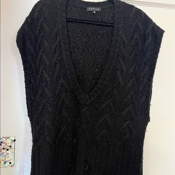 Other KAROO MARK EISEN Black Knitted Sweater V Neck Vest Size L / US 10 / IT 46 - 1 Thumbnail
