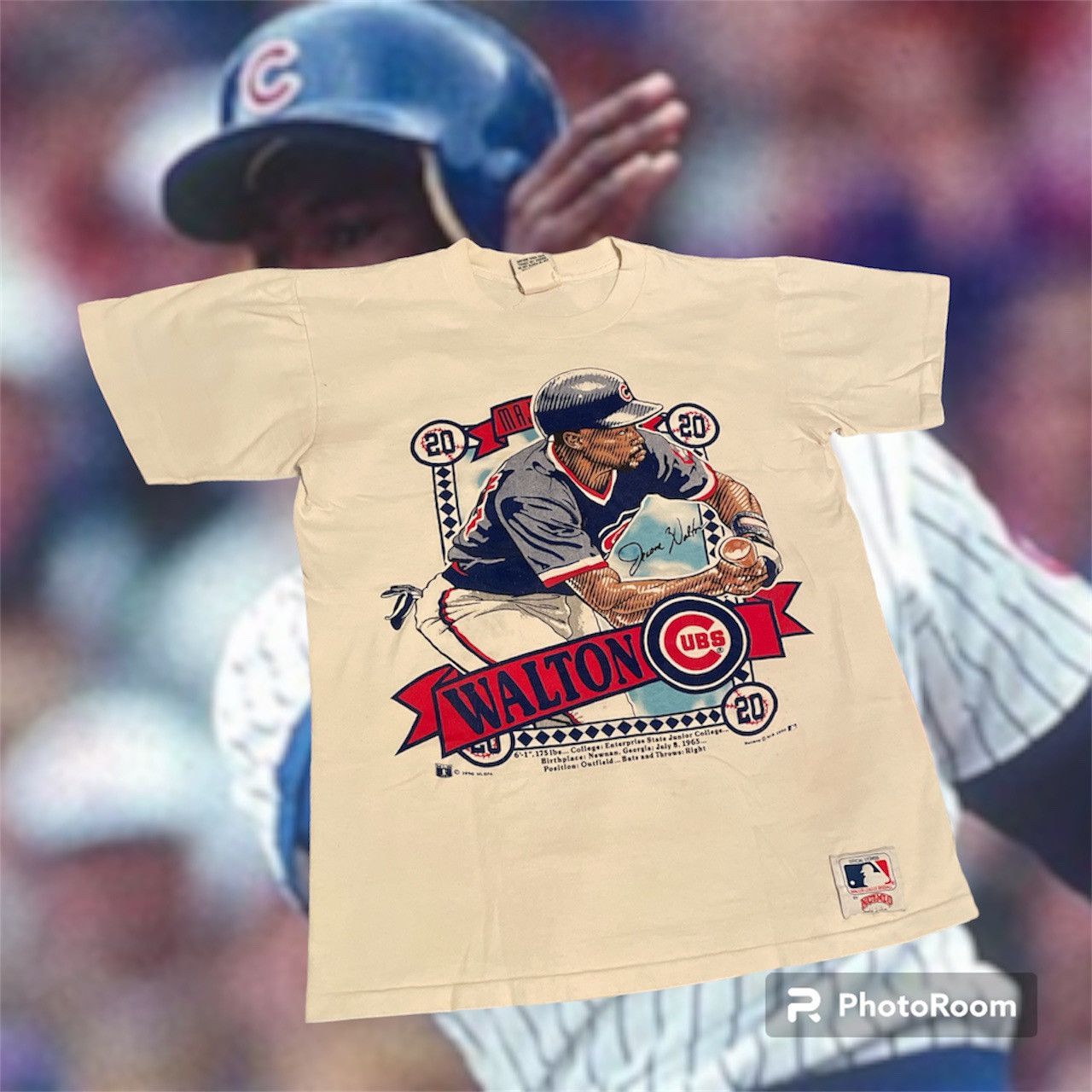 Vtg 90's Nutmeg Mills Chicago Cubs MLB Screen Jersey Shirt 