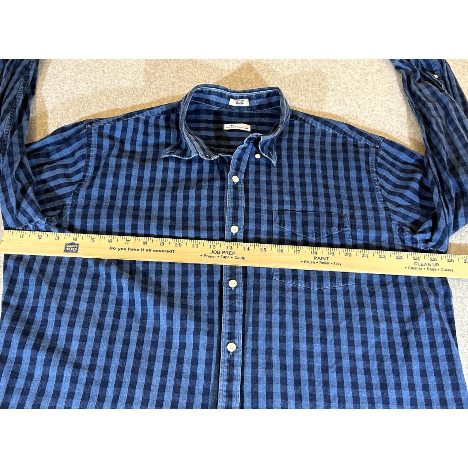 Peter Millar Peter Millar Shirt Mens XL Blue Check Button Long Sleeve Office Golf Cotton Shirt Size US XL / EU 56 / 4 - 3 Thumbnail