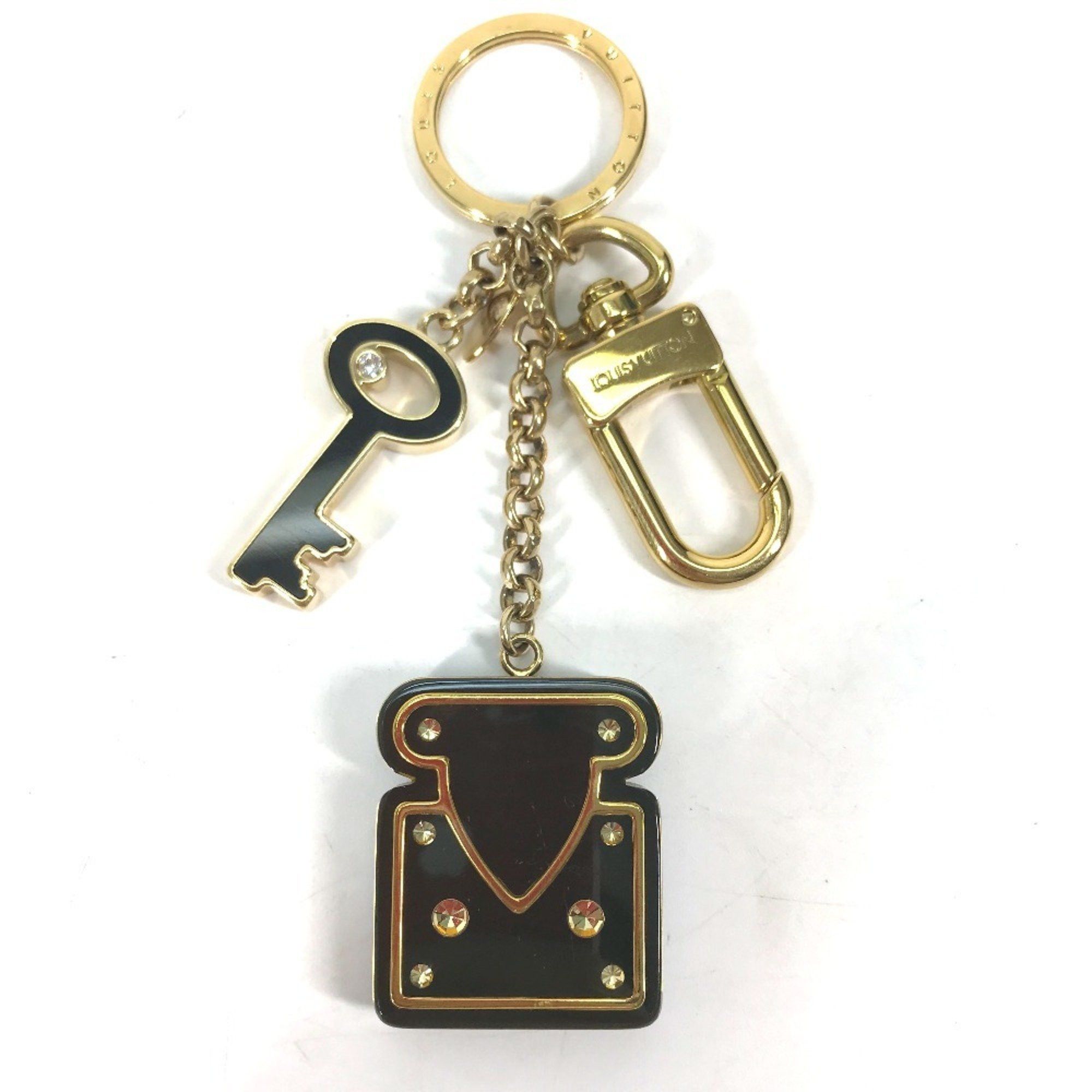 Louis Vuitton LOUIS VUITTON M66979 Padlock Keychain with Rhinestones, Bag Charm, Metal/Plastic, Women's, Black Size ONE SIZE - 1 Thumbnail
