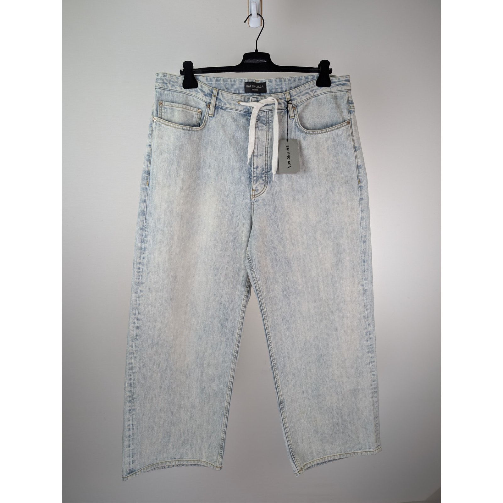 Balenciaga o1rshd1 Oversized Baggy Denim Pants in Bleached Ring Size US 32 / EU 48 - 1 Thumbnail