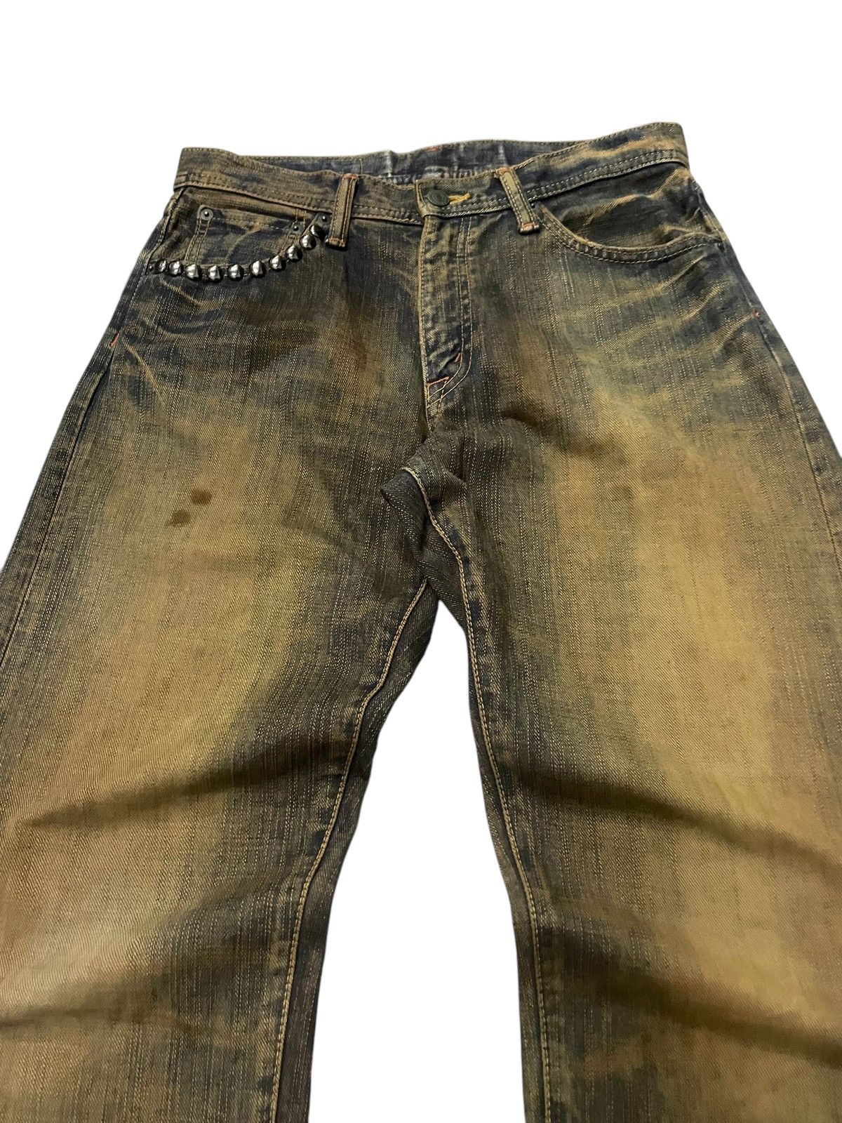 Hysteric Glamour × If Six Was Nine × Le Grande Bleu (L.G.B.) GLHEART Japan Studded Mud Wash Loose Jeans Size US 30 / EU 46 - 12 Thumbnail