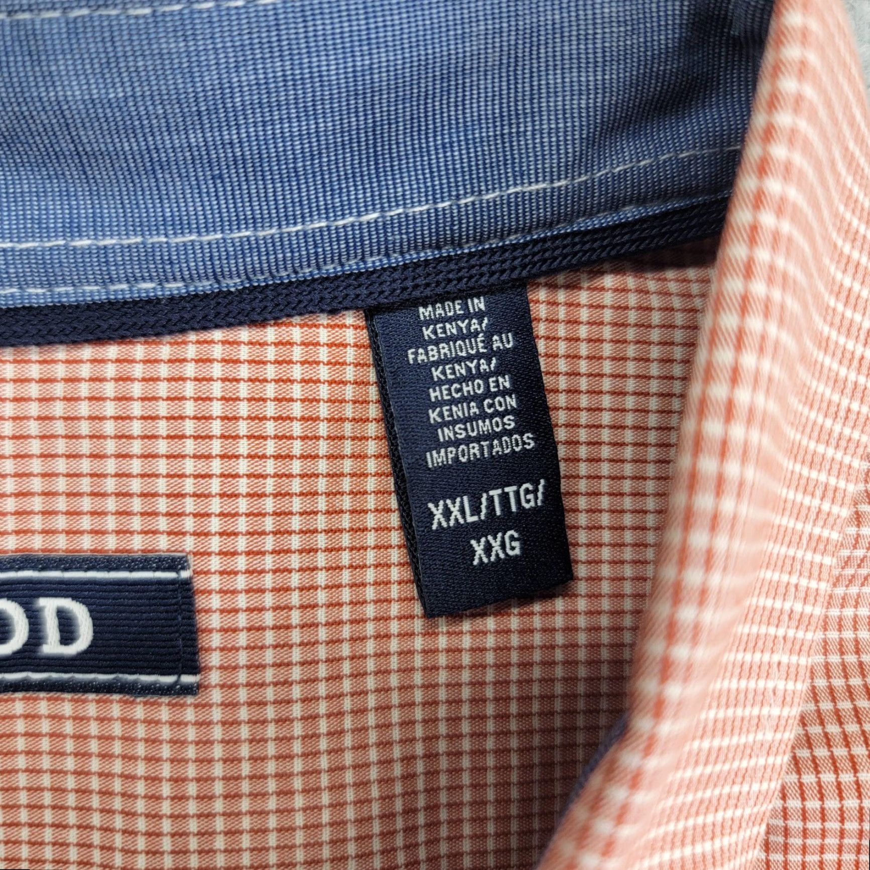 Izod VINTAGE IZOD Shirt Mens 2XL Orange White Gingham Check Button Down Long Sleeve Pocket Size US XXL / EU 58 / 5 - 4 Thumbnail