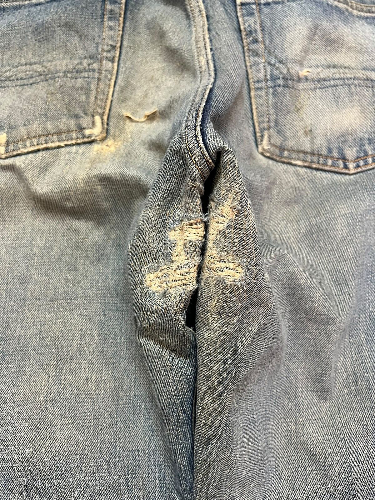 Edwin Vintage Edwin 505 X Selvedge Destroyed Distressed Denim Size US 30 / EU 46 - 9 Thumbnail