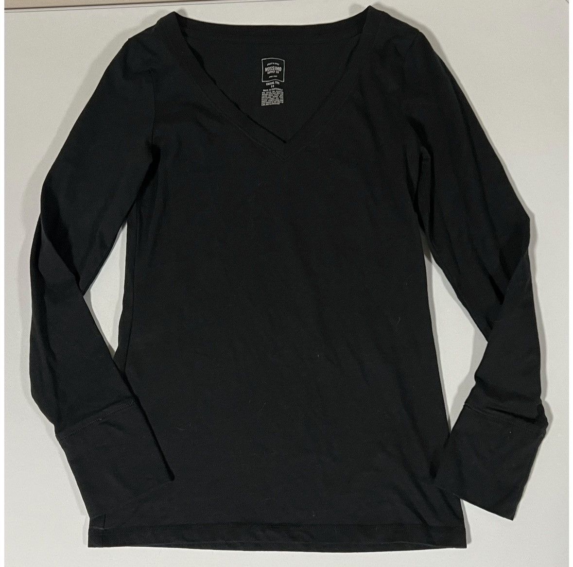 Mossimo Mossimo Black V-Neck Long Sleeve T-Shirt Top Tee Size S 🖤 Size S / US 4 / IT 40 - 1 Thumbnail