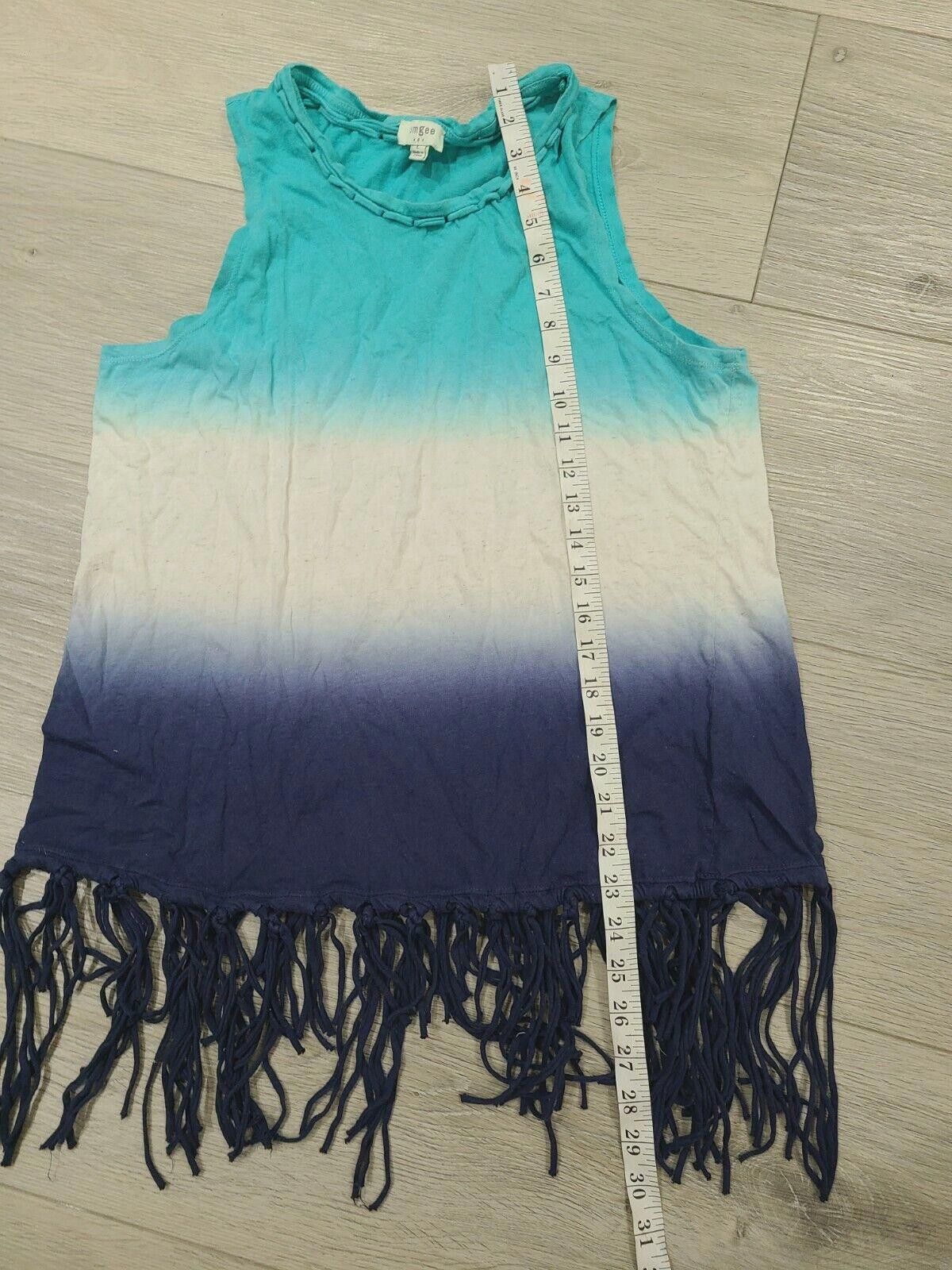 Designer Umgee Tank Top Large Ombre Blue Fringe Hem Hippie Size L / US 10 / IT 46 - 4 Thumbnail