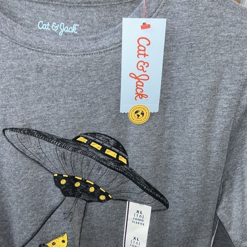 Jack & Jones Cat & Jack Boys Gray Long Sleeve Pizza Spaceship NWT Size US S / EU 44-46 / 1 - 3 Thumbnail