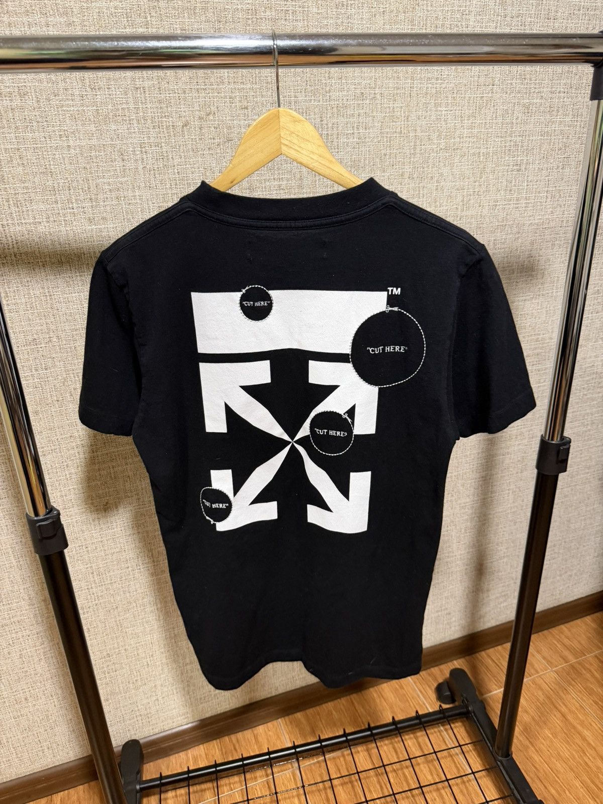 Off-White 🐼Men's Vintage T-Shirt Off-White Cut Here LG-425 Rare