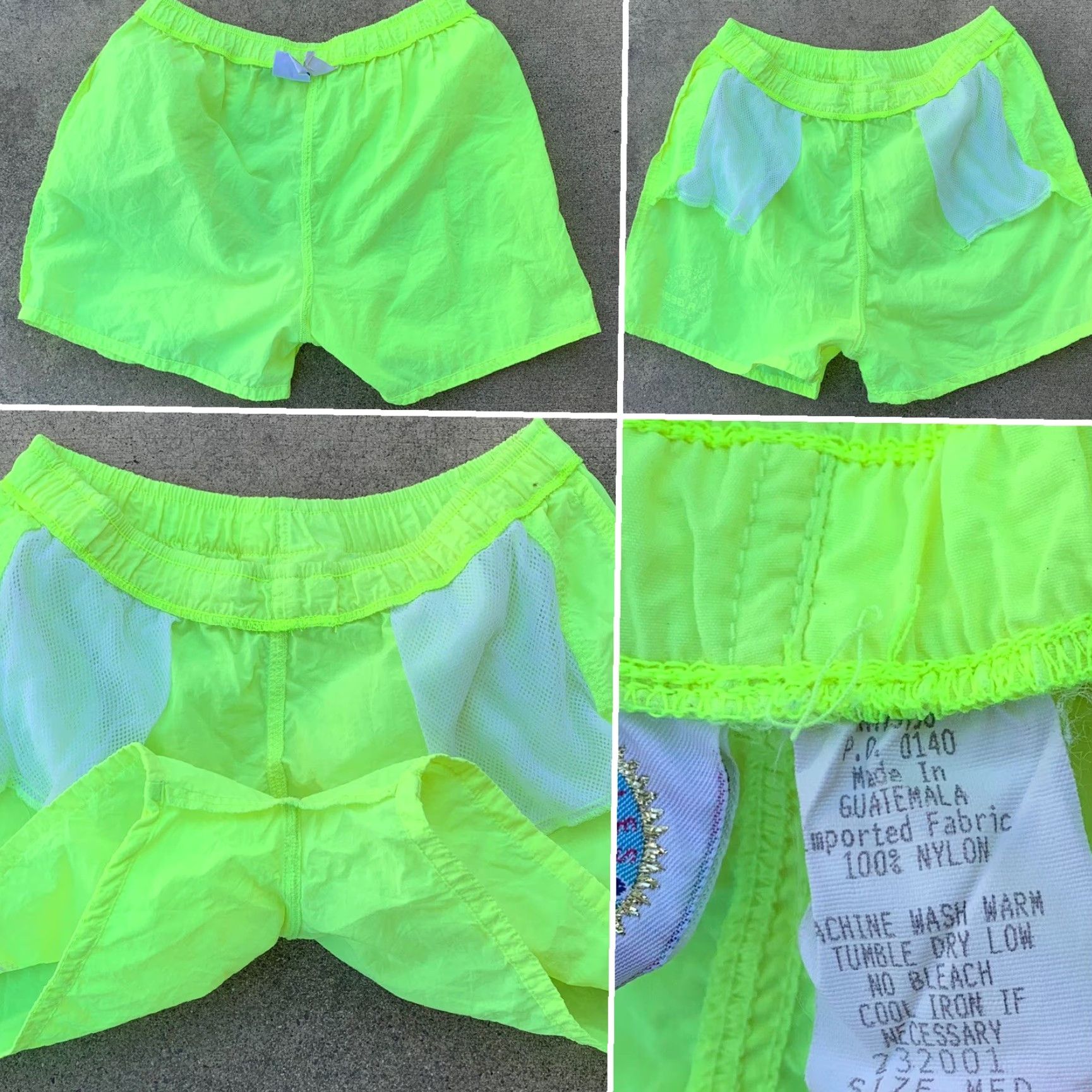 La Gear VINTAGE LA GEAR shorts neon yellow nylon windbreaker fabric size M Size US 31 - 6 Thumbnail