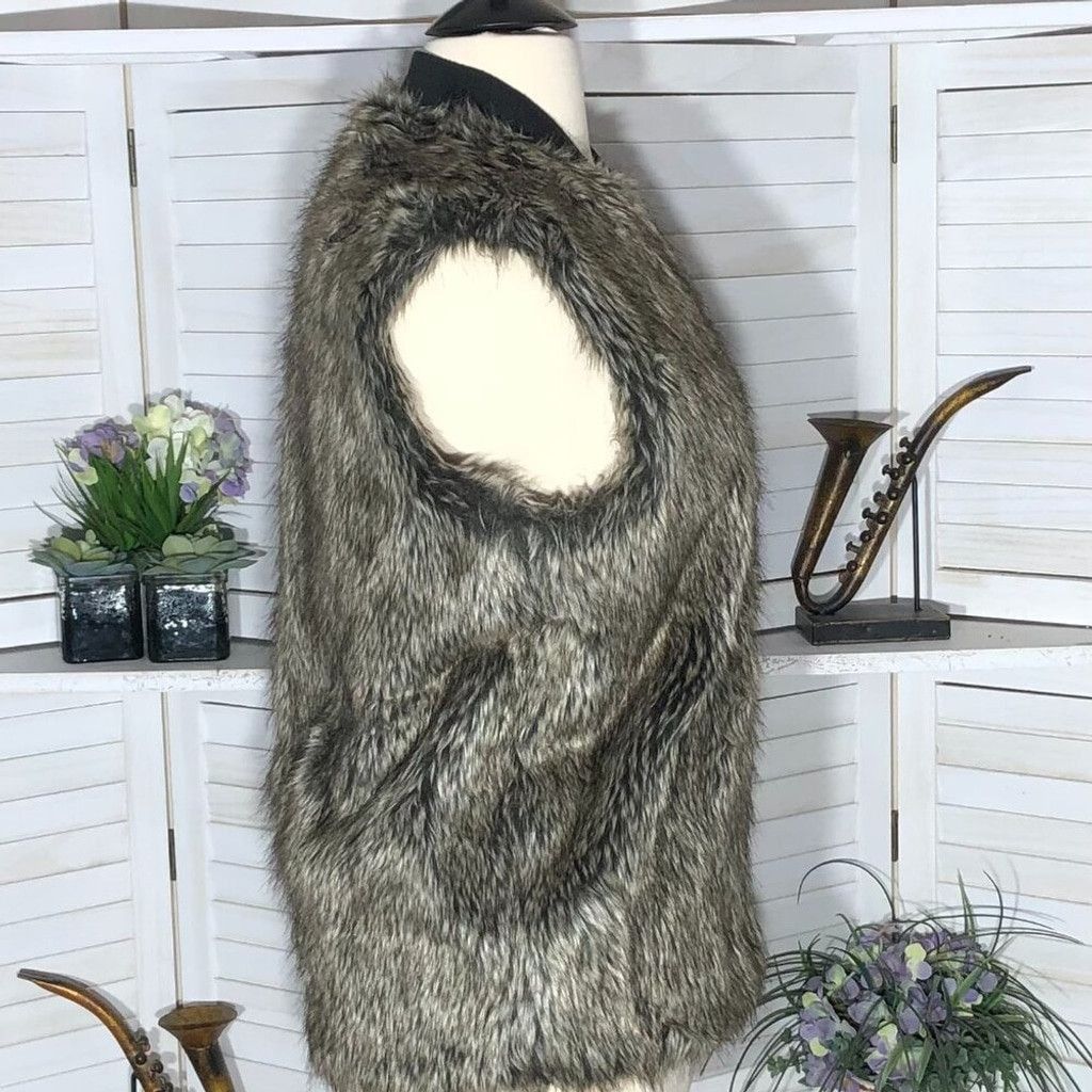 Asos Asos Faux Fur zippered vest warm brown gray fully lined L Size L / US 10 / IT 46 - 3 Thumbnail