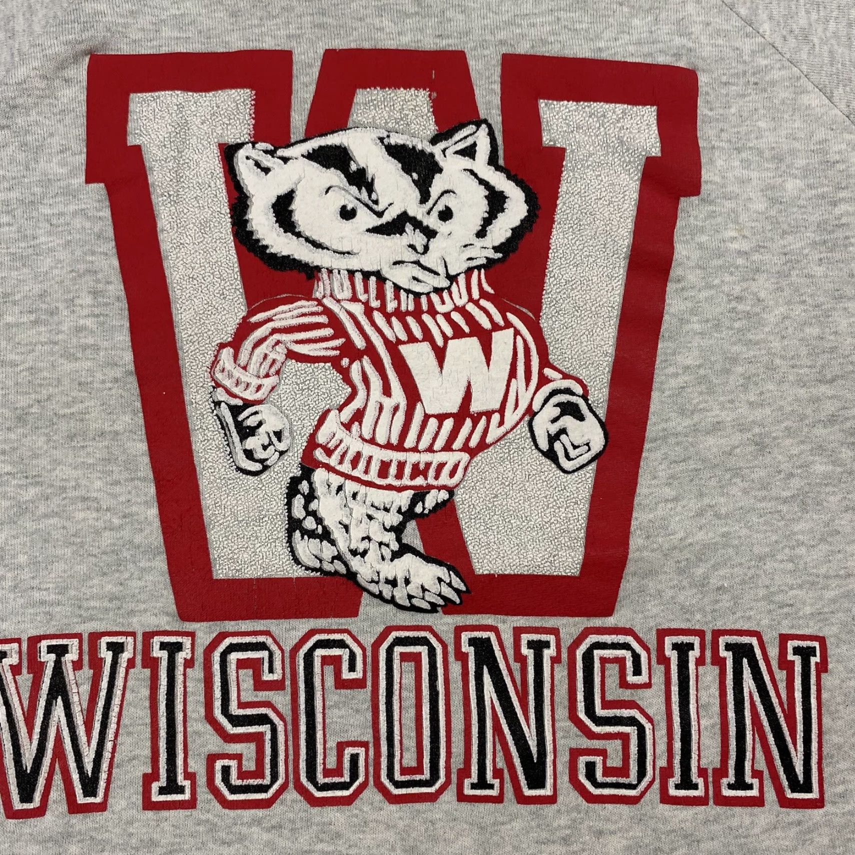 Fruit Of The Loom VINTAGE Fruit of the Loom Wisconsin Badgers Football Graphic Sweatshirt XL Gray 90s Mens Size US XL / EU 56 / 4 - 2 Thumbnail
