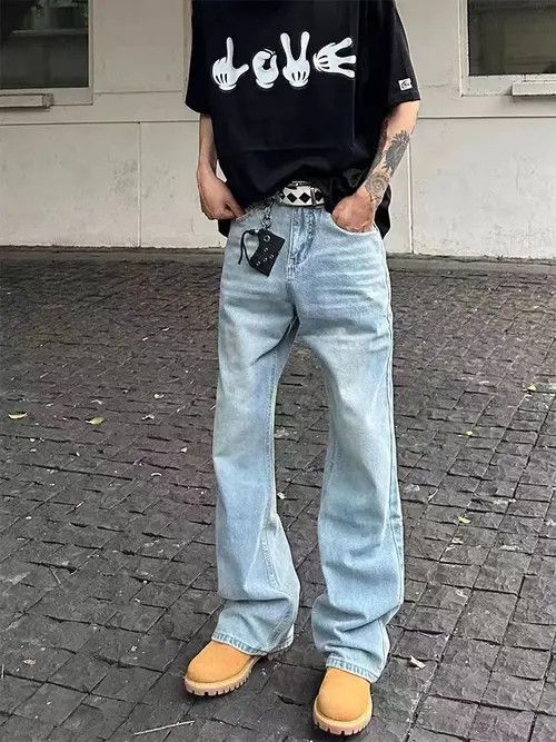 Japanese Brand Vintage street wash micro flare light blue casual jeans Size US 32 / EU 48 - 2 Thumbnail