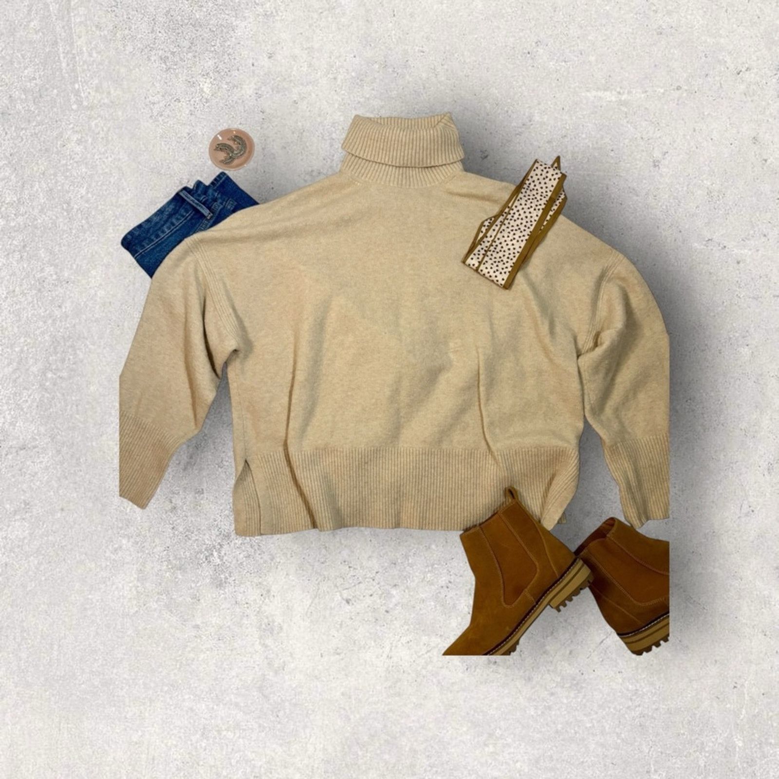 J.Crew J. Crew Cream Knit Turtleneck Sweater Size XXL / US 16-18 / IT 52-54 - 3 Thumbnail