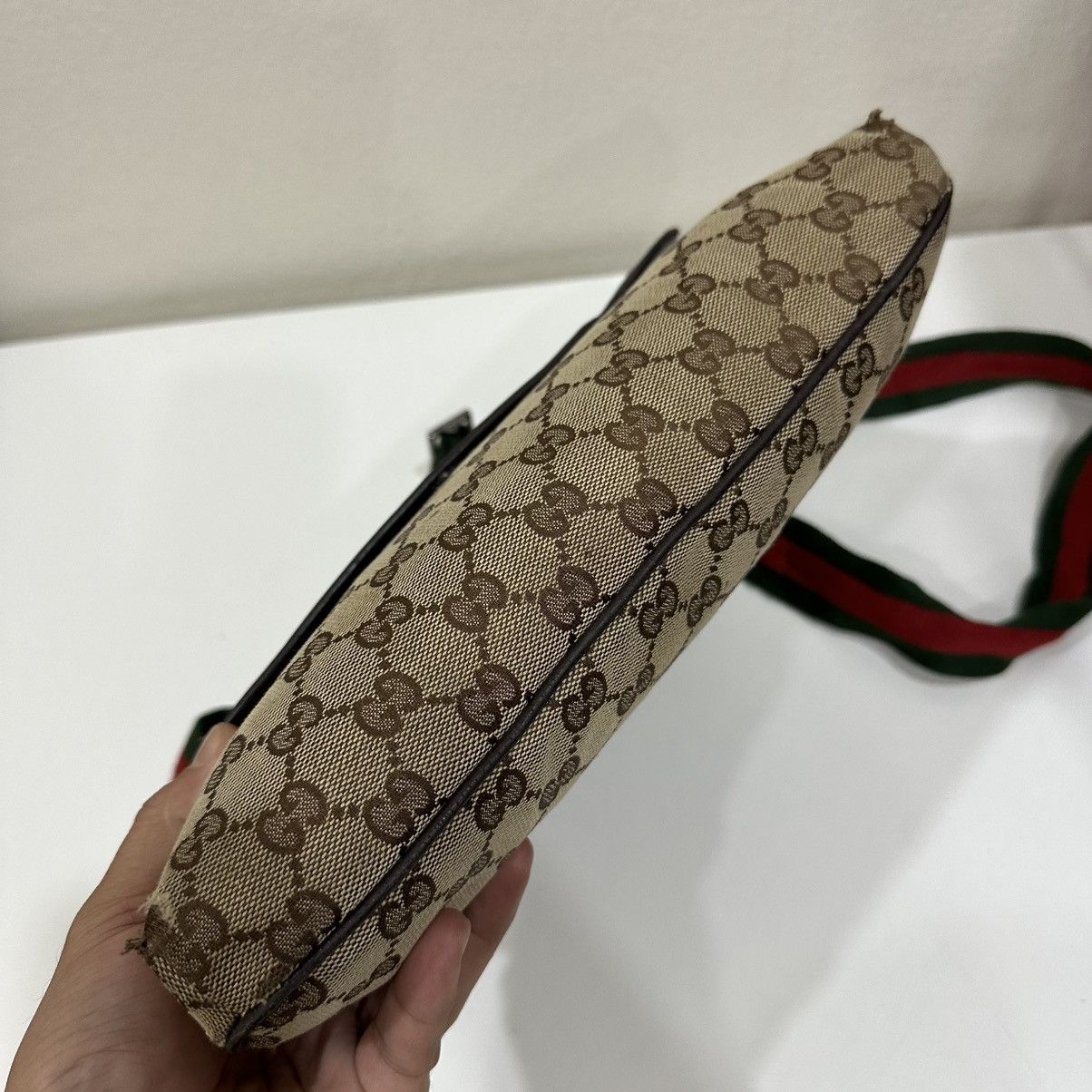 Gucci ‼️LD‼️GUCCI GG CANVAS WEB MESENGGER BAG LEATHER FLAP POCKET 3 Size ONE SIZE - 7 Thumbnail