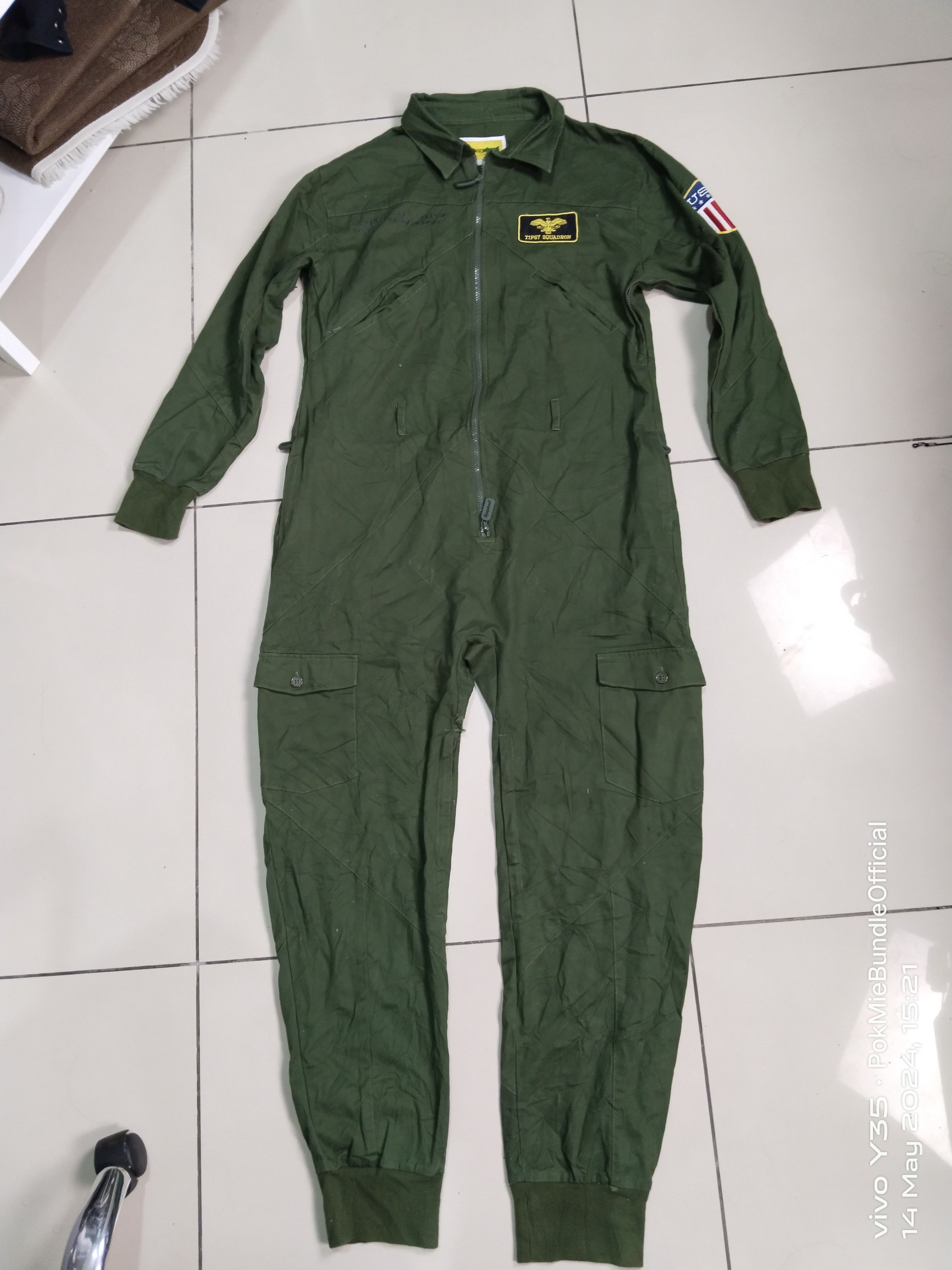 image of Tipsy Elves Men's M Tipsy Squadron Green Pilot Jump Suit (Size 34)