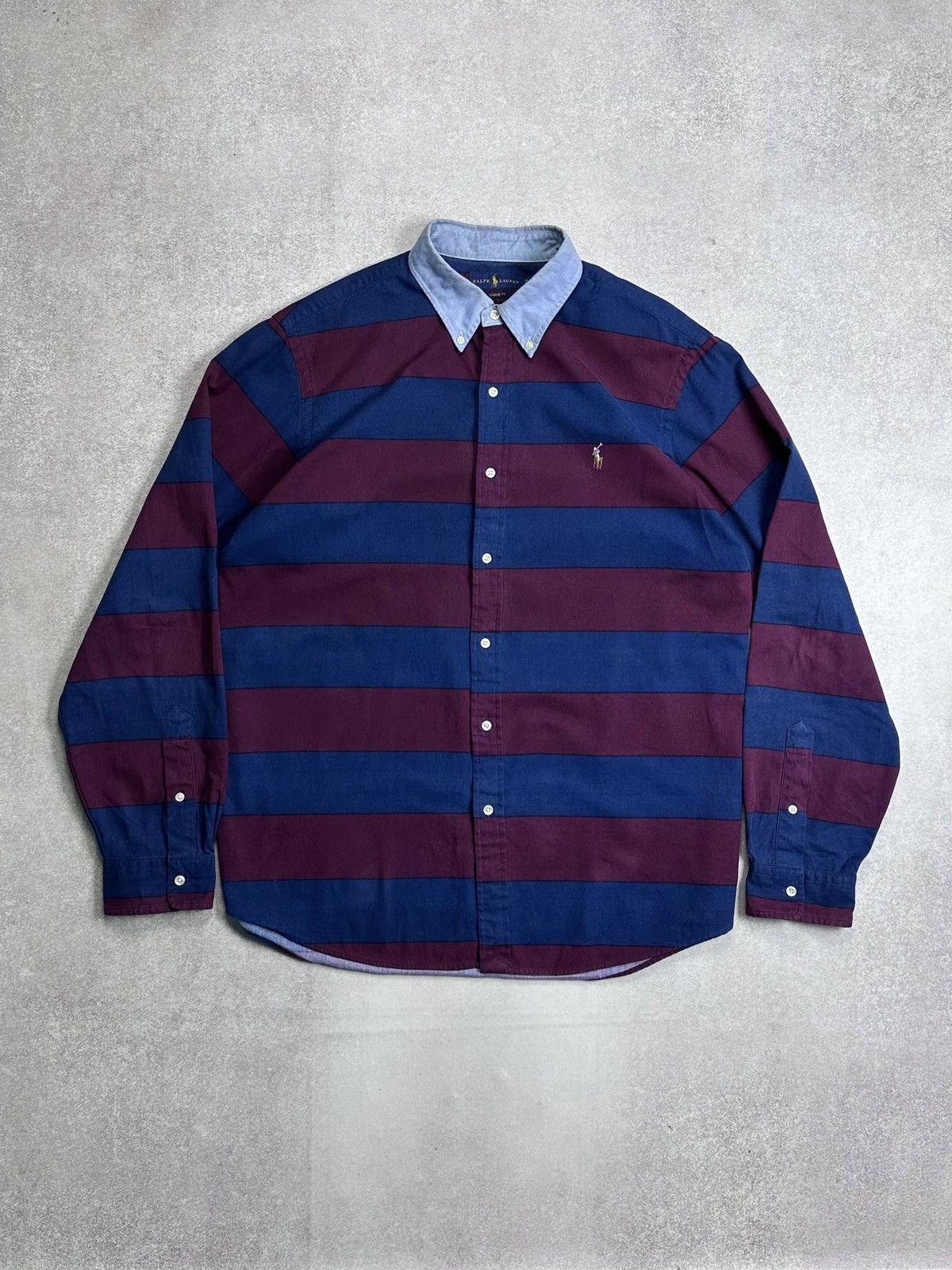 Polo Ralph Lauren Vintage Polo Ralph Lauren Striped Rugby Shirt XL Size US XL / EU 56 / 4 - 1 Thumbnail
