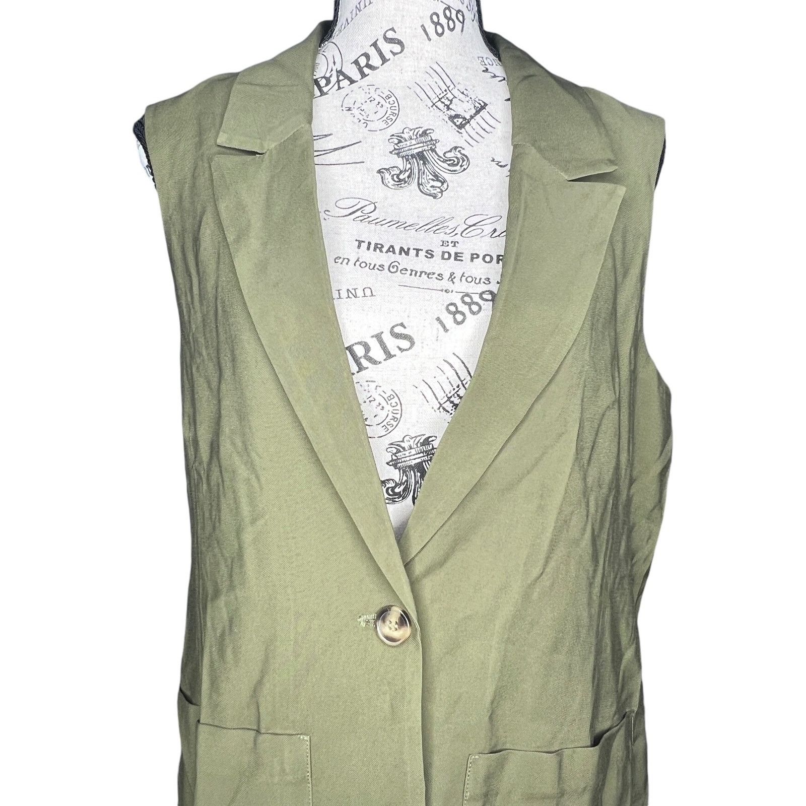 Sanctuary Olive One-Button Notched Lapel Two Front Pocket Vest Size XS / US 0-2 / IT 36-38 - 11 Thumbnail