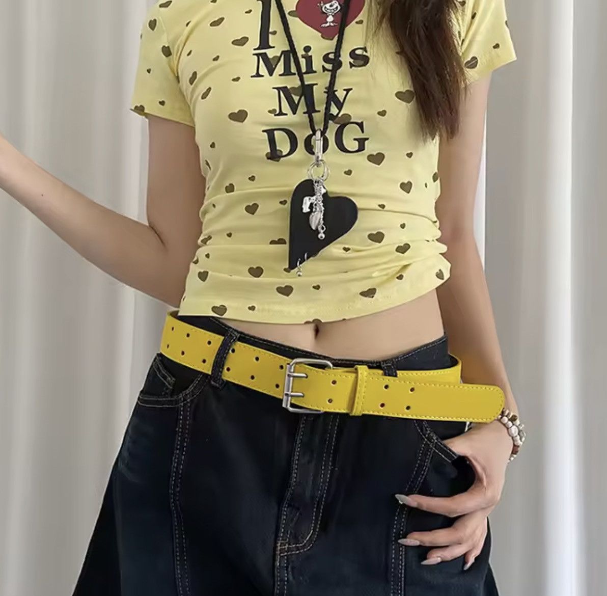 Other Y2K Double-Hole Yellow PU Leather Belt Size ONE SIZE - 3 Thumbnail