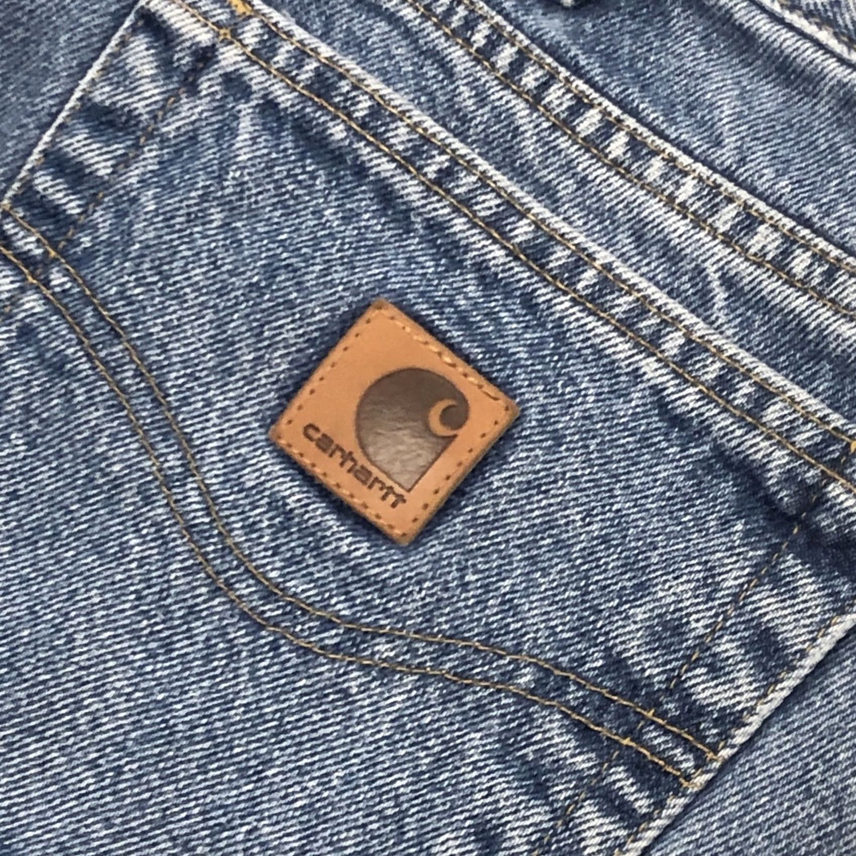 Carhartt VINTAGE Carhartt Jeans 35X28 Blue Denim 5-Pocket Relaxed Straight Mid Rise USA 90s Grunge Hip Hop Logo Mens Size US 35 - 2 Thumbnail