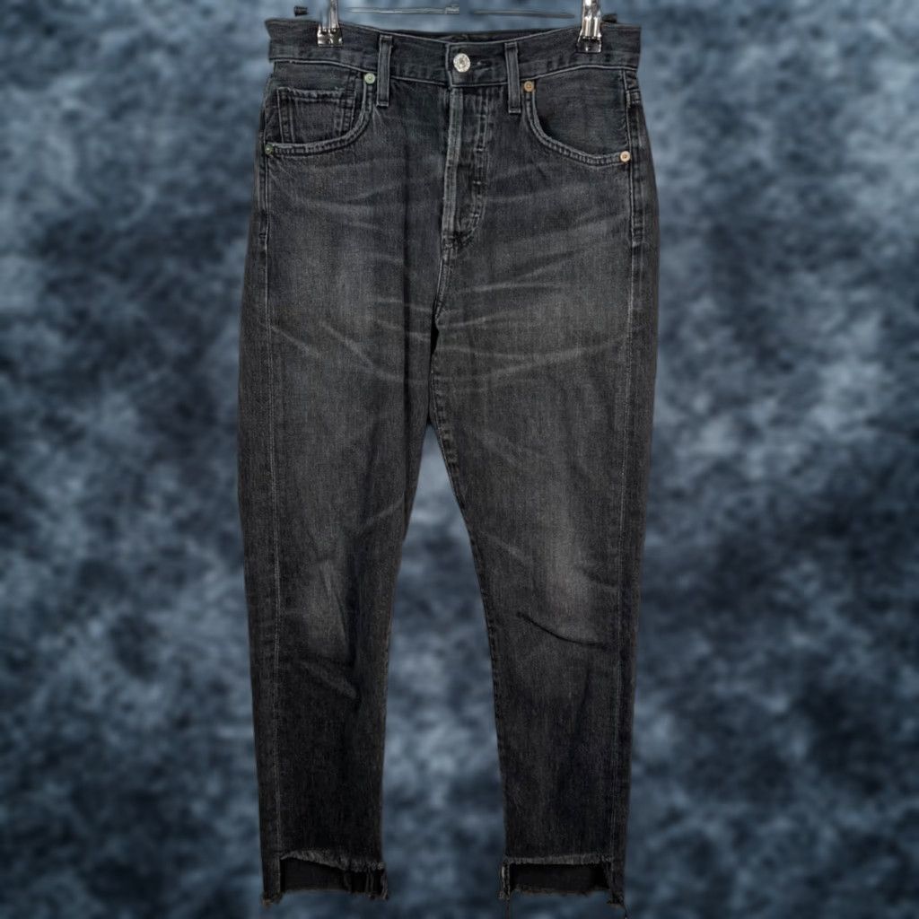 Citizens Of Humanity Citizens of Humanity Premium Vintage Liya High Rise Cropped Jeans 23 Black Denim 5-Pocket Womens Jeans Size 40" / US 18 - 1 Thumbnail
