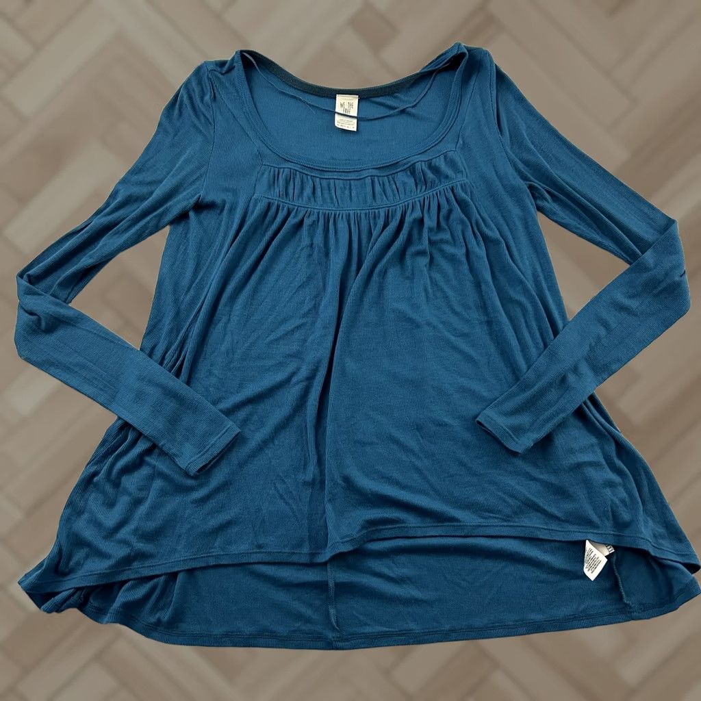 Vintage We The Free Long Sleeve Ribbed Flowy Tunic Top XS Blue Women’s Button-Up Shirt Size XS / US 0-2 / IT 36-38 - 1 Thumbnail