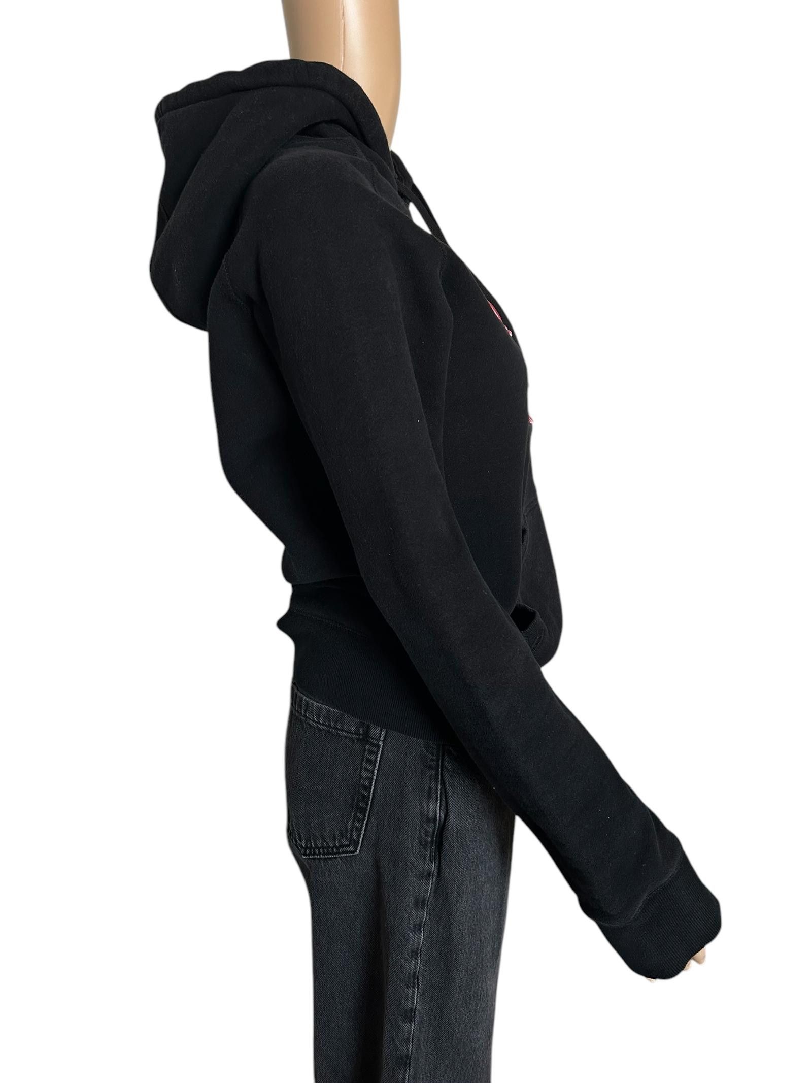 Designer Stylish Black Hoodie with Pink Embroidery Size S / US 4 / IT 40 - 4 Thumbnail