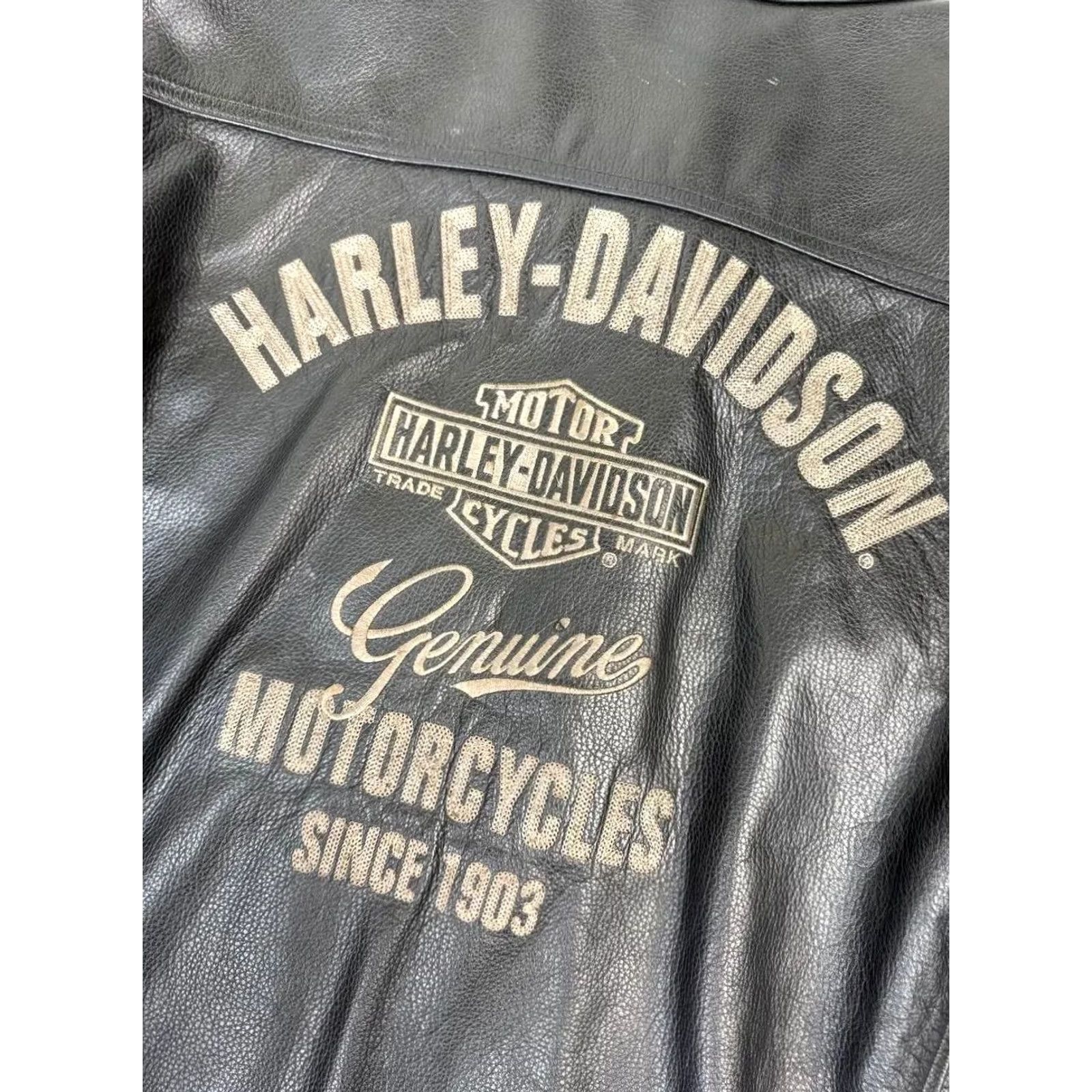 Harley Davidson VINTAGE Harley-Davidson Biker Leather Jacket Motorcycle Jacket Men 2XL Black Size US XXL / EU 58 / 5 - 5 Thumbnail