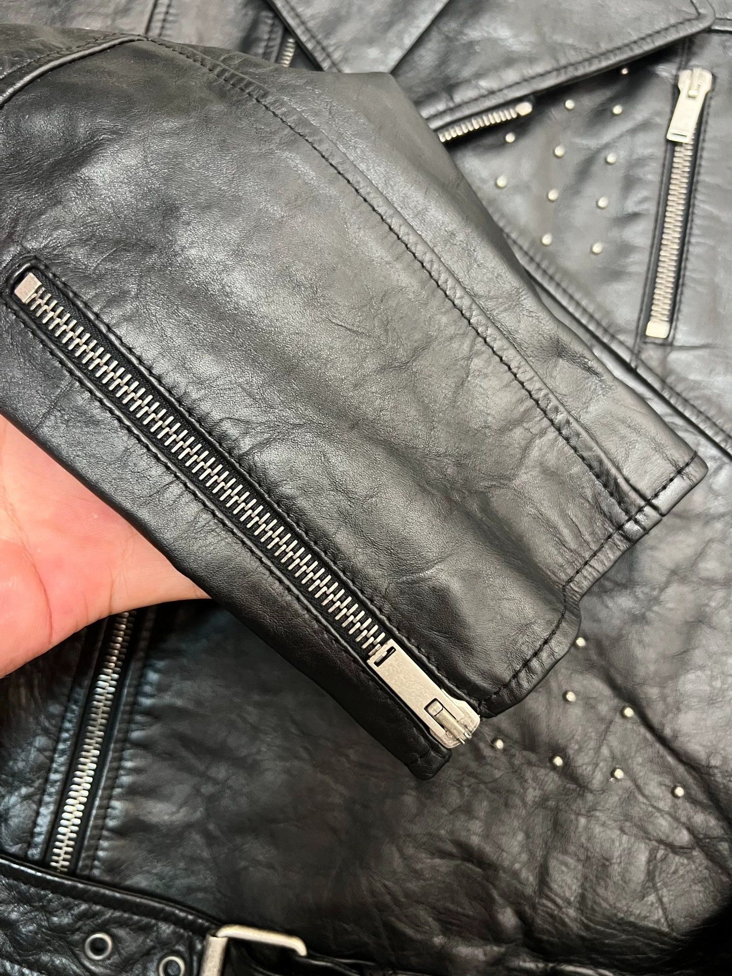 Saint Laurent Paris Saint Laurent studded drawstring motorcycle leather jacket Size US S / EU 44-46 / 1 - 4 Thumbnail