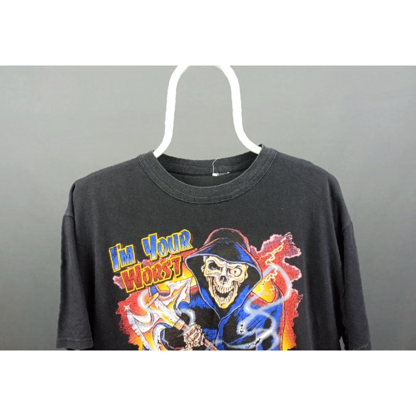 Vintage Vintage Skull T-Shirt 1990s Graphic Tee Men's M Black Unbranded Cotton Short Sleeve Shirt Mens Size US M / EU 48-50 / 2 - 3 Thumbnail