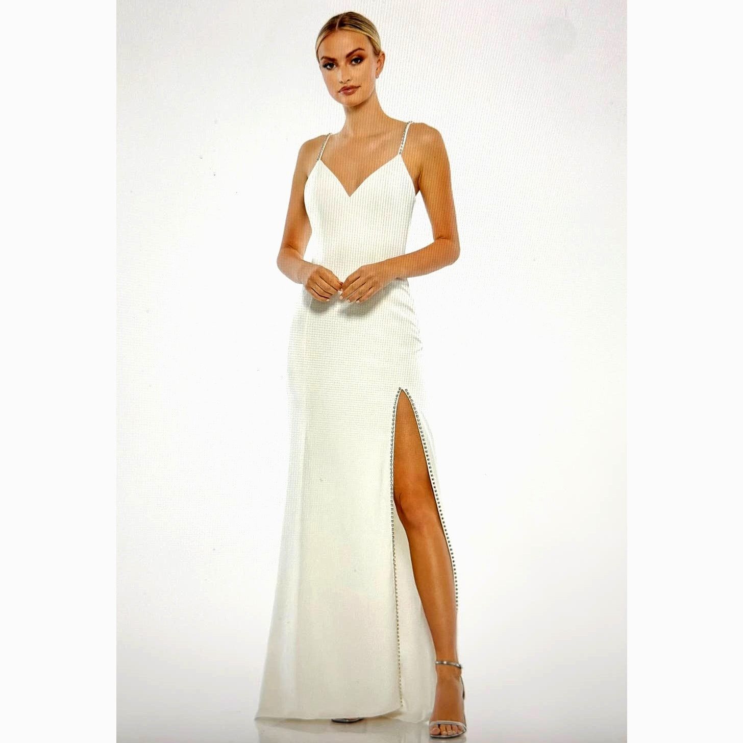 Other Mac Duggal Sweetheart Evening Gown Rhinestone Accent White 2 Size XS / US 0-2 / IT 36-38 - 2 Thumbnail