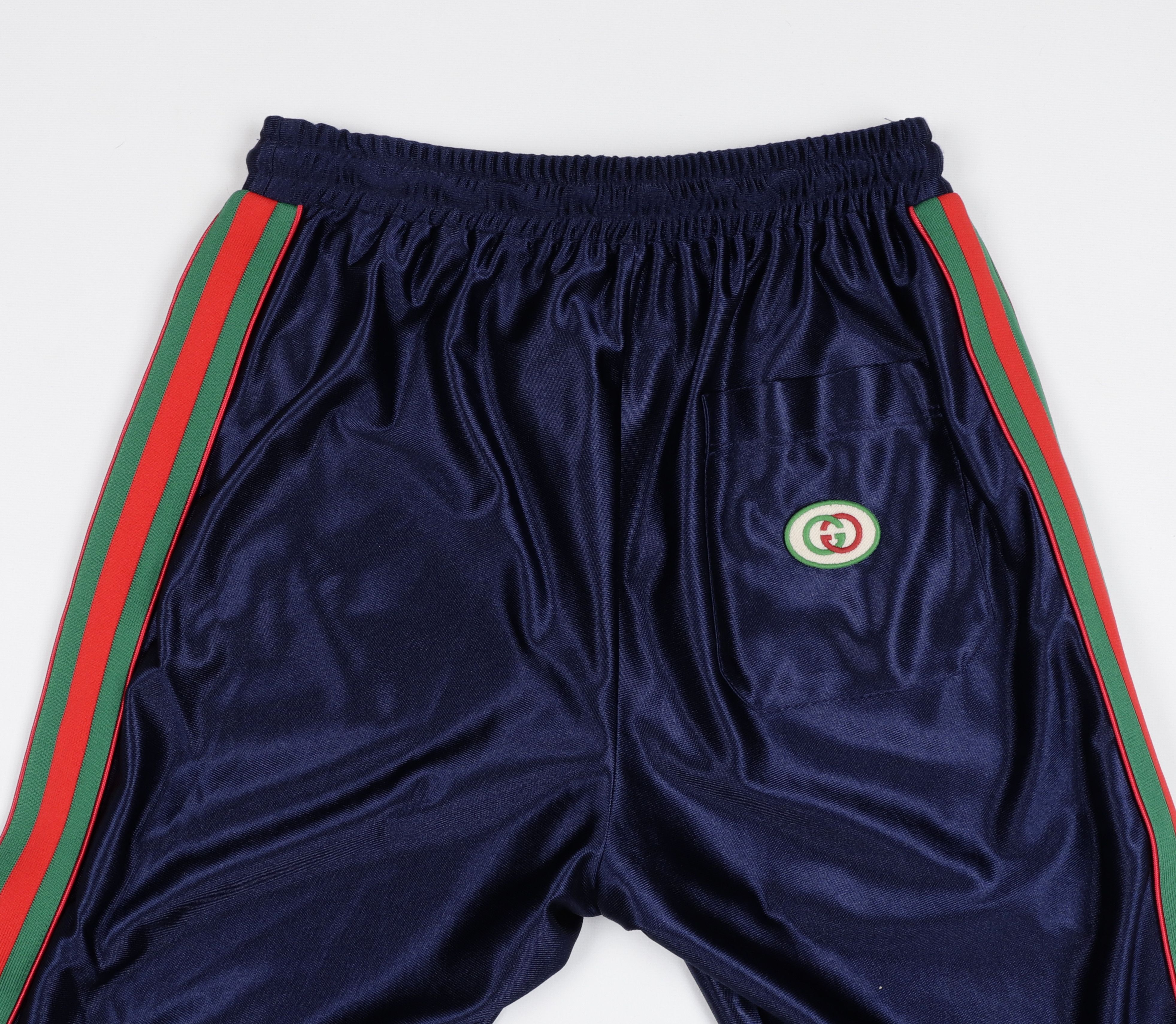 Gucci Gucci Size S Navy Blue Shiny Jersey Sweatpants Web GG Logo Size US 30 / EU 46 - 8 Thumbnail