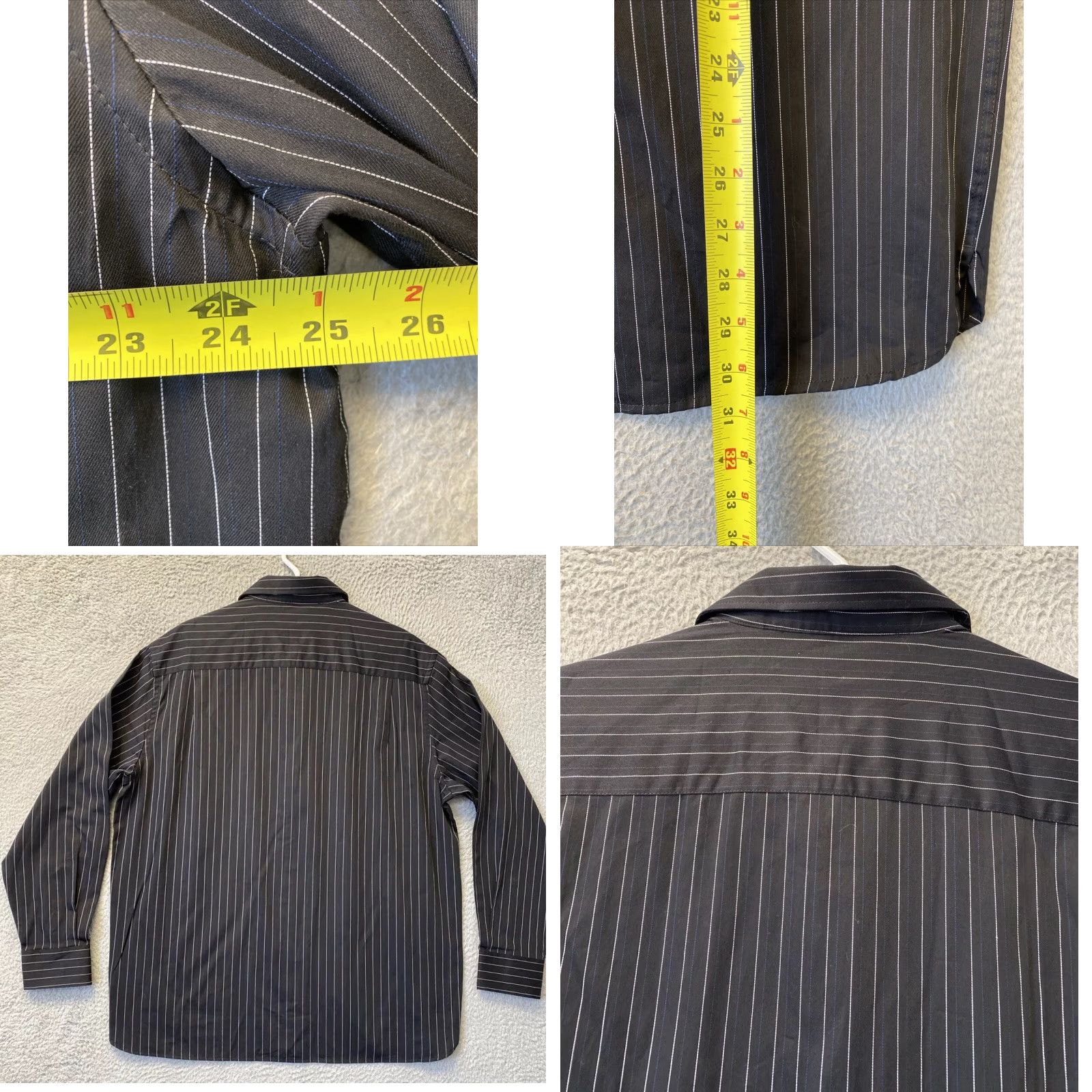 Perry Ellis VINTAGE Perry Ellis Shirt Men XL Long Sleeve Dress Shirt Casual Formal Button-Down Striped Black Size US XL / EU 56 / 4 - 8 Thumbnail