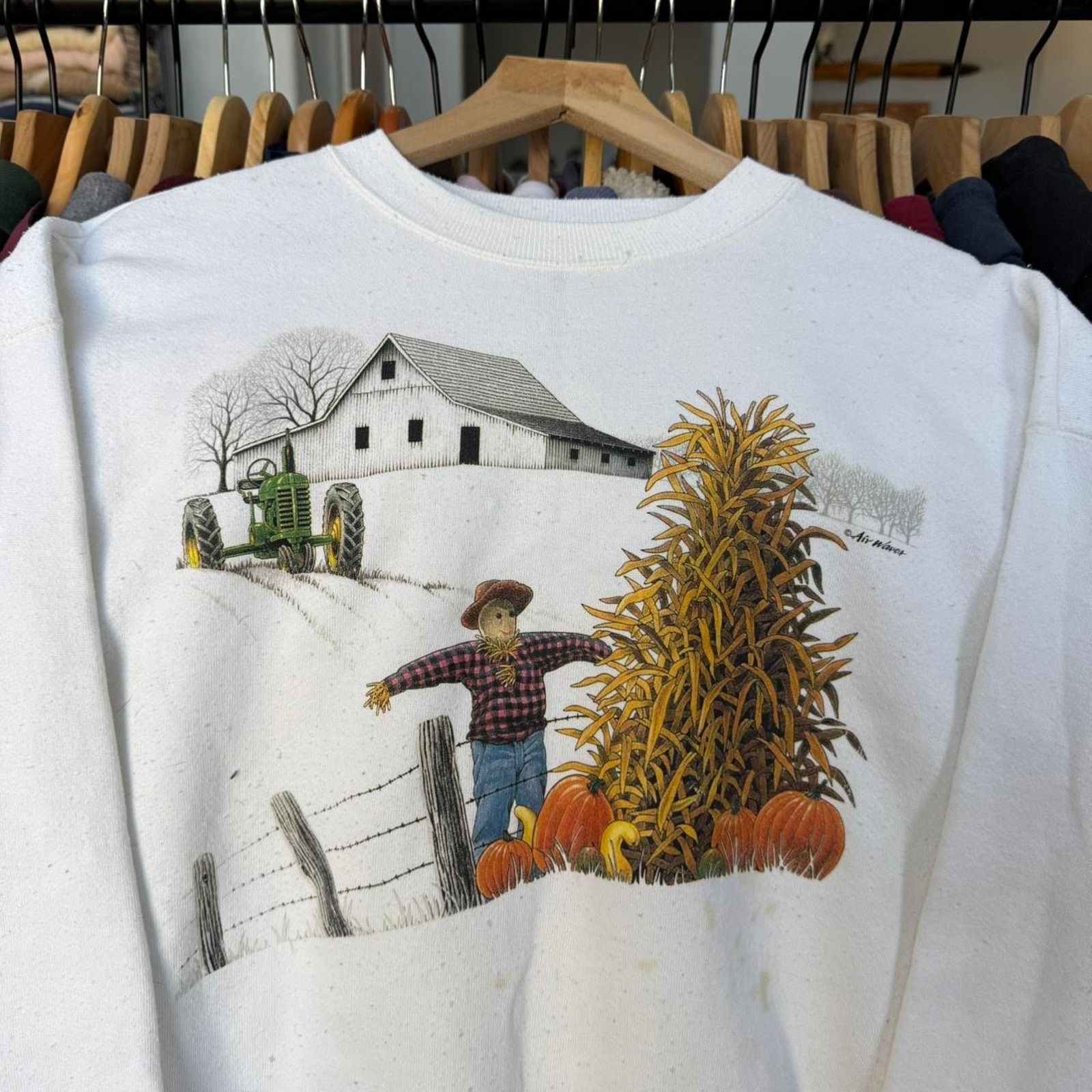 Other Vintage 90s Farm Autumn Fall Sweatshirt White Size US XL / EU 56 / 4 - 2 Thumbnail