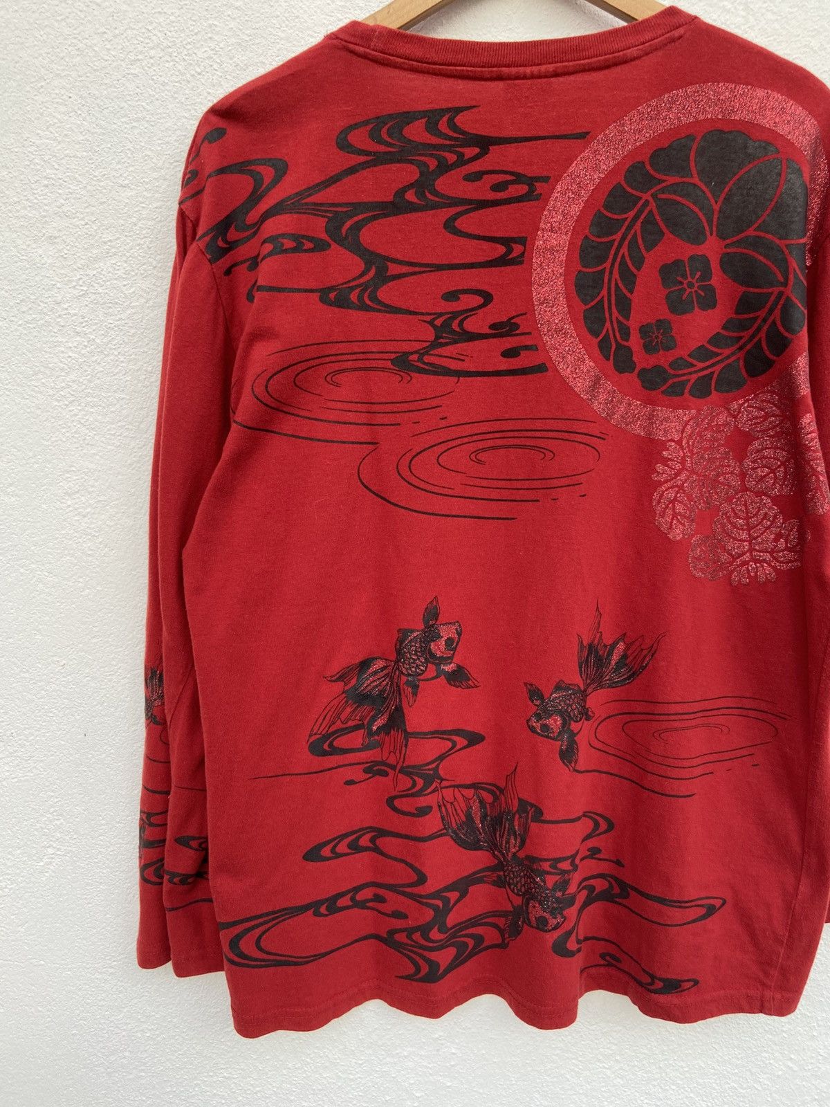 If Six Was Nine 🔥 Vintage Sukajan t shirt long sleeve Fish Koi motive beast Size US L / EU 52-54 / 3 - 4 Thumbnail