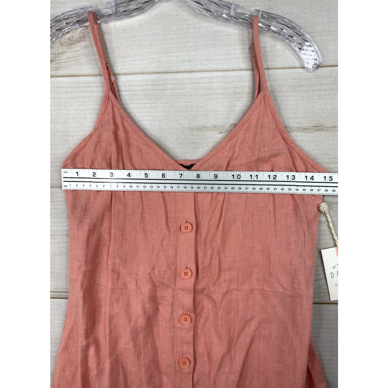 Forever 21 Forever 21 Dress S Coral Mini Button Down Sleeveless V-Neck Linen Cami NWT Y2K Slips Sundress Casual Party/Cocktail Beach 90s Womens Size S / US 4 / IT 40 - 7 Thumbnail