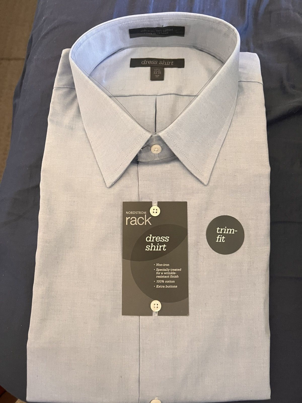 Nordstrom Nordstrom Rack Blue shirt 17.5 cotton Slim New with tags Size US XL / EU 56 / 4 - 1 Thumbnail