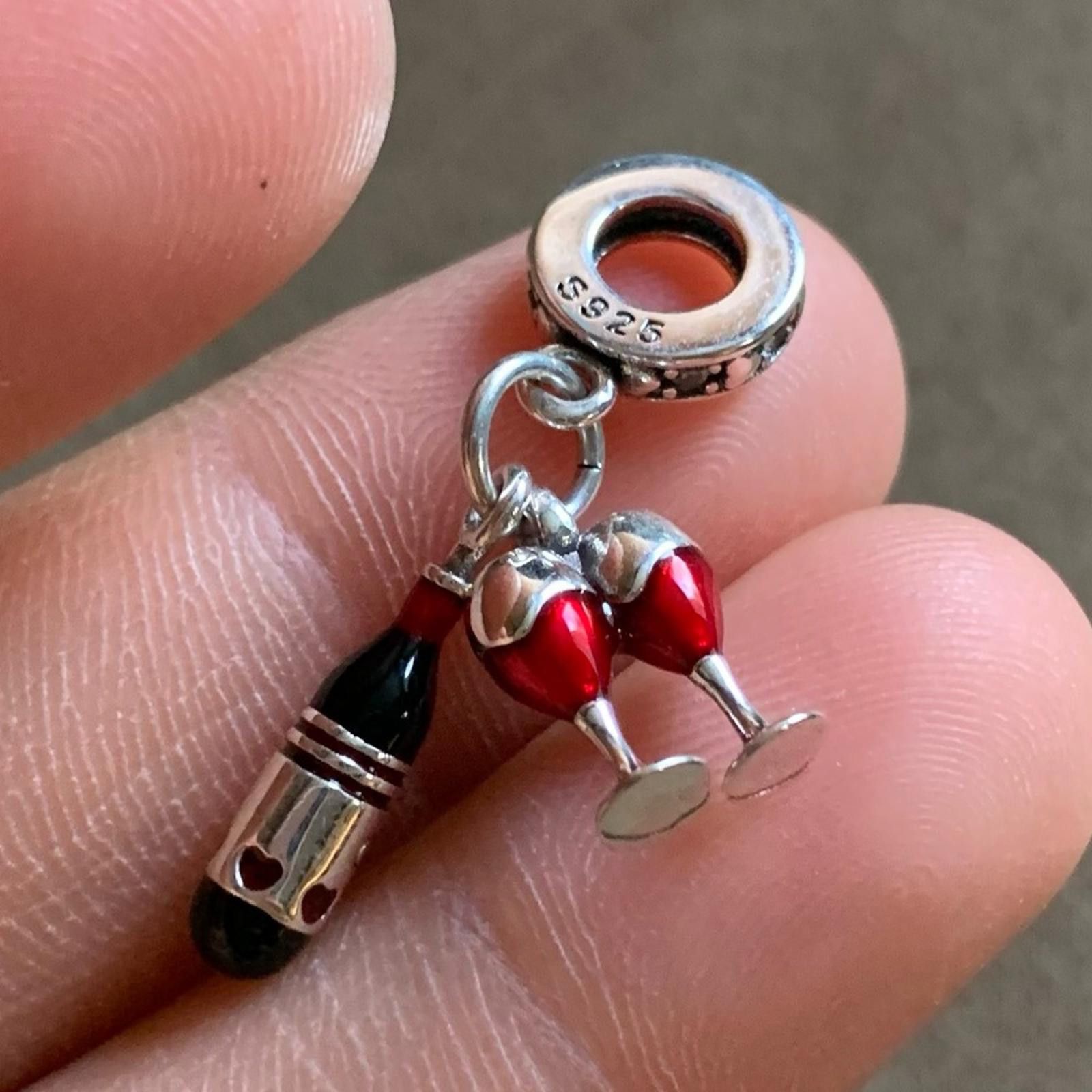 Other NWOT Red Wine & Glasses Dangle Charm Sterling Silver 925 Size ONE SIZE - 4 Thumbnail