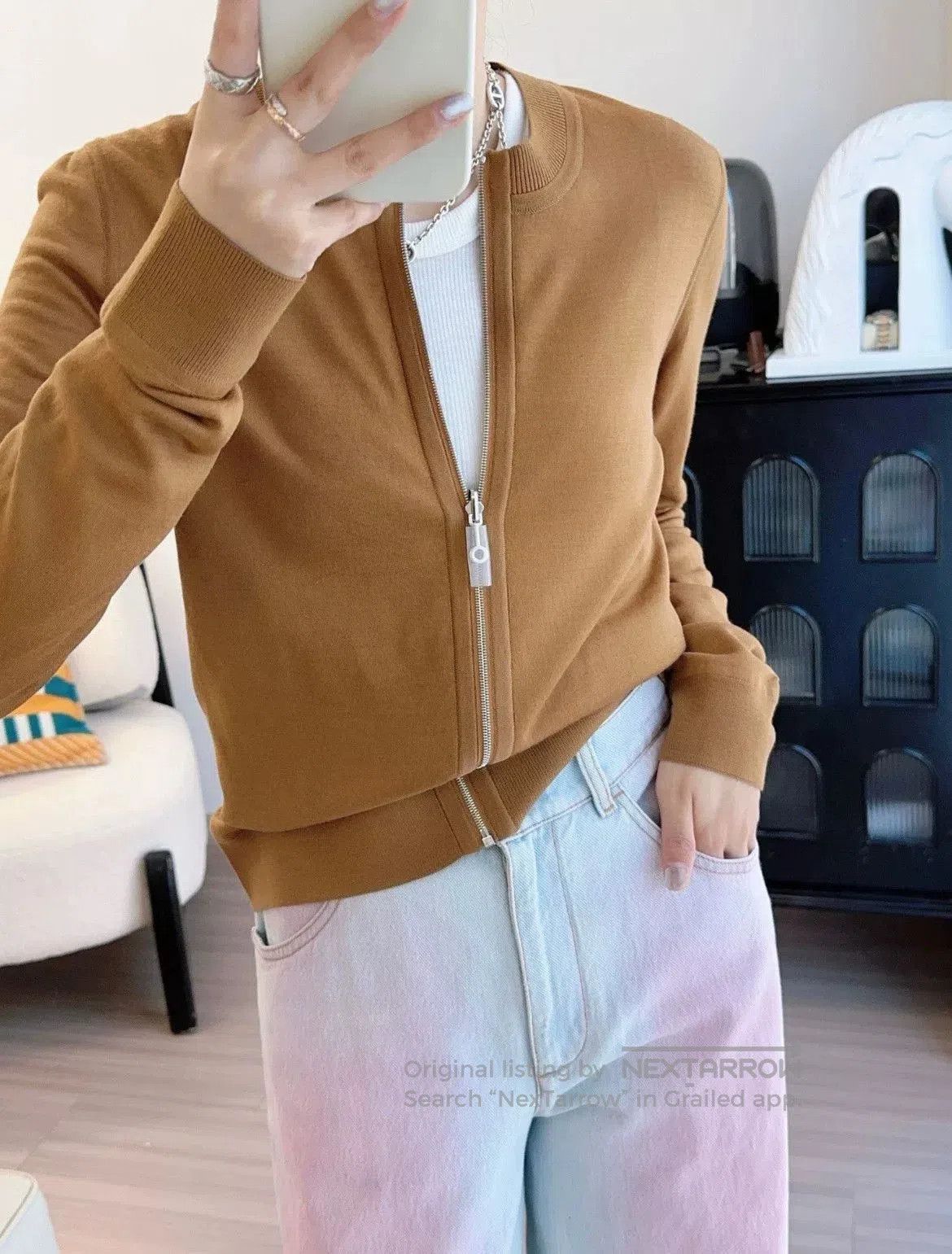 Hermes Hermes Caramel Zip-Up Cardigan. Size US S / EU 44-46 / 1 - 8 Thumbnail