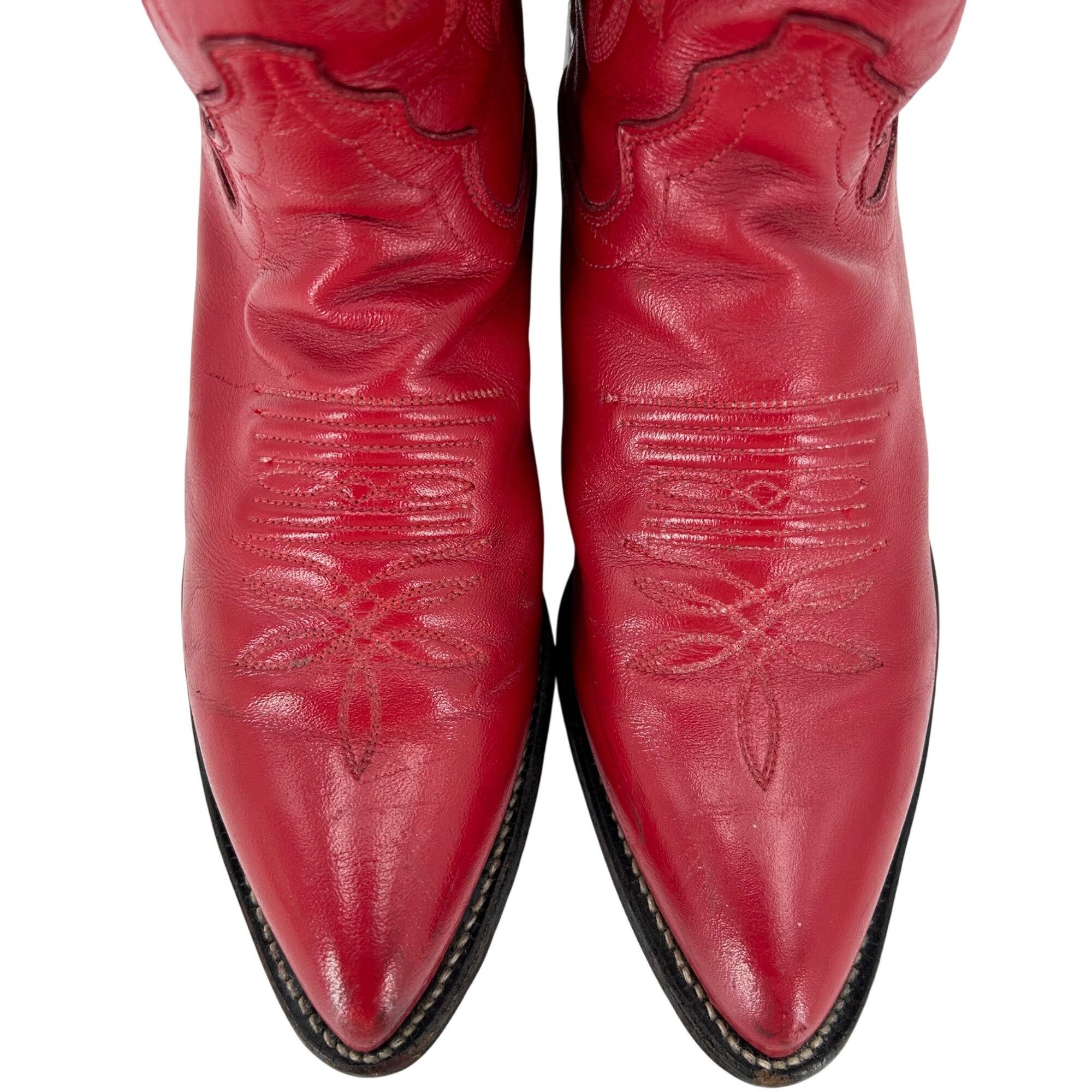 Justin Boots Justin Cowgirl Boots Womens 5.5B Red Leather Cowboy Western Size US 5.5 / EU 38 - 6 Thumbnail