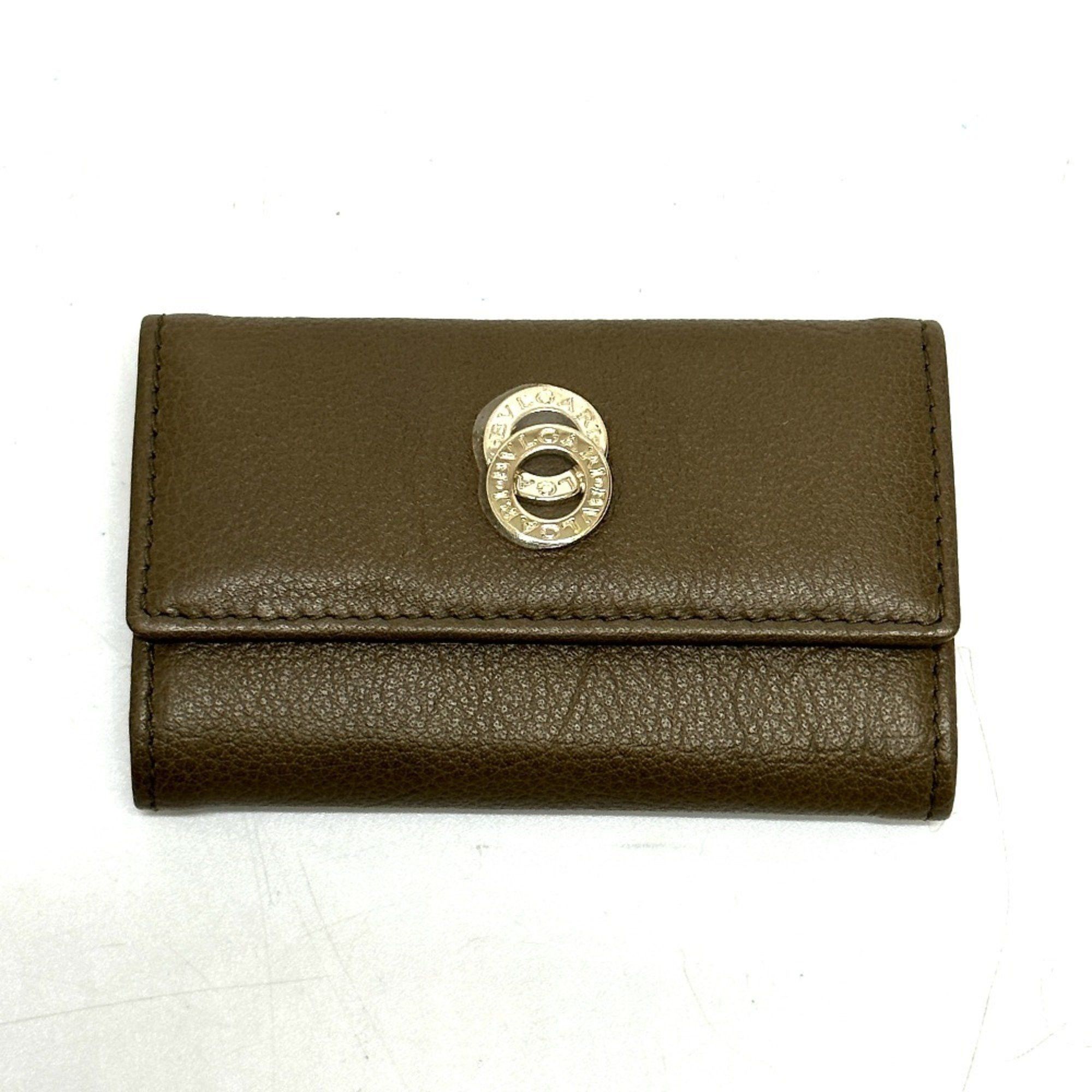 Bvlgari Bvlgari 6-ring double key case, leather, brown, like new, for men Size ONE SIZE - 1 Thumbnail