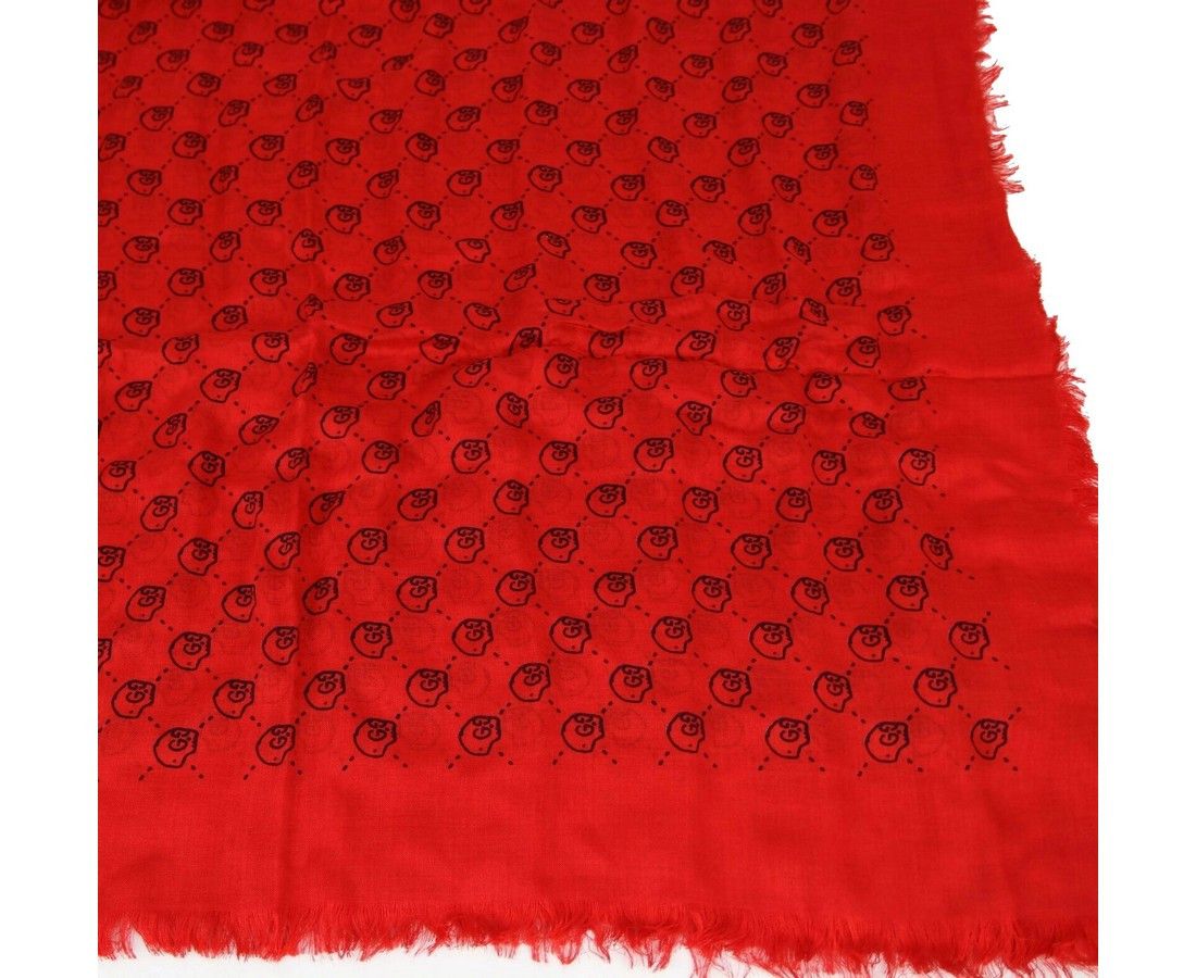Gucci Women's Ghost Red Modal / Silk GG Skull Print Large Square Size ONE SIZE - 1 Thumbnail