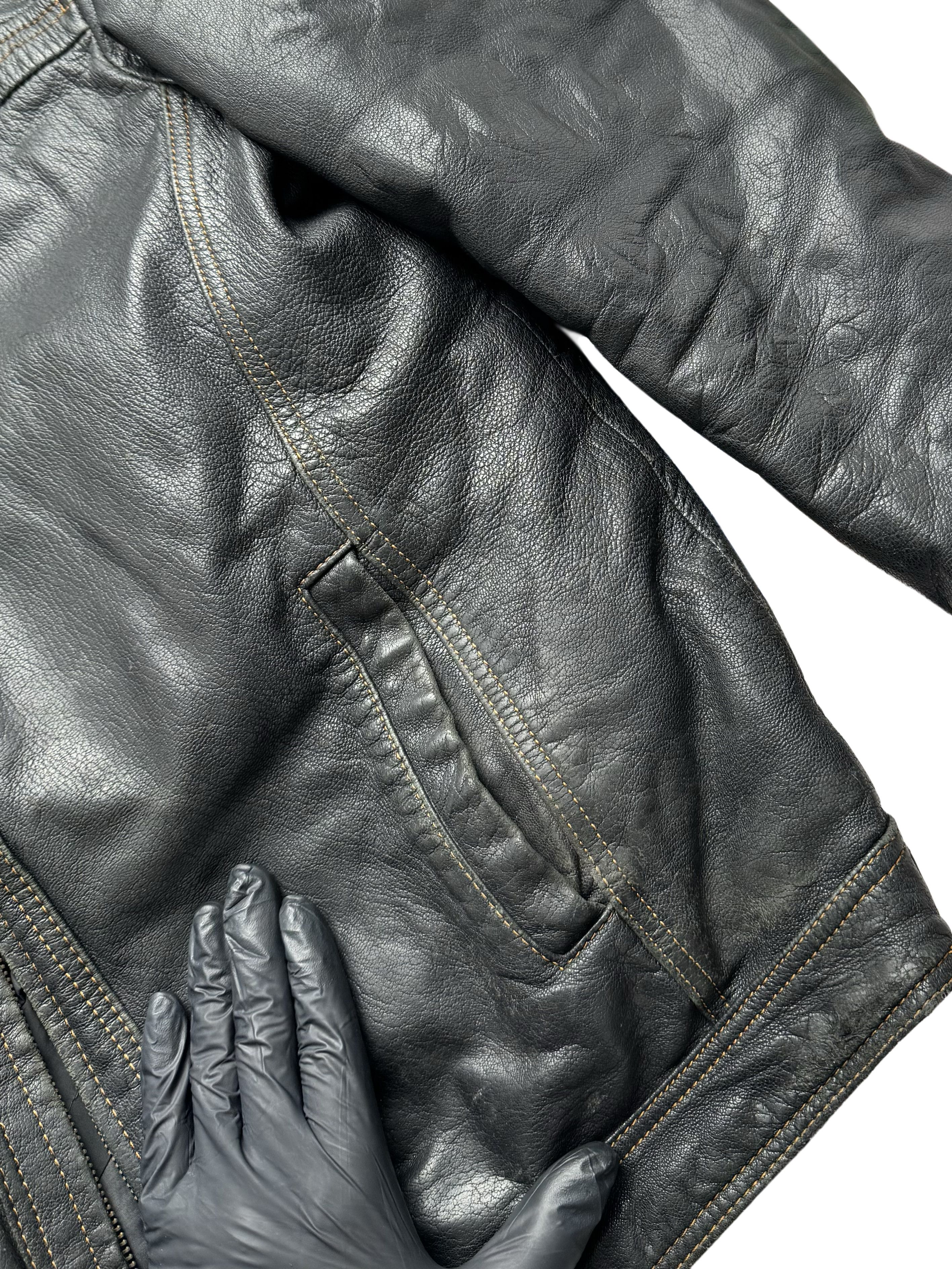 Genuine Leather Leather Jacket From The 90's (V131) Size US XL / EU 56 / 4 - 8 Thumbnail