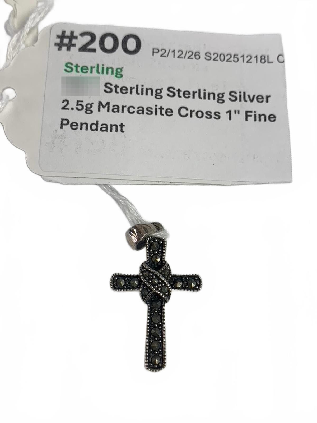 Other Sterling Sterling Silver Marcasite Cross Pendant Size ONE SIZE - 3 Thumbnail