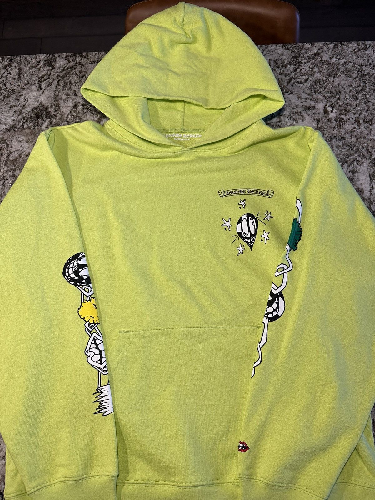 image of Chrome Hearts Matty Boy Link Hoodie Lime Green, Men's (Size XL)