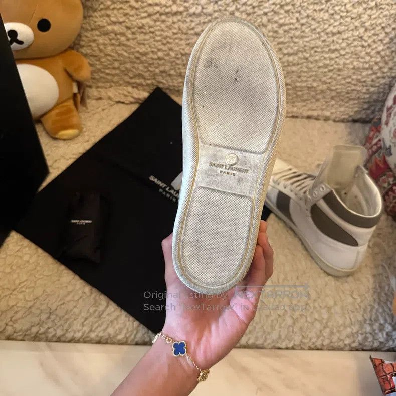 Saint Laurent Paris Saint Laurent Paris High-top white and gray mixed board sh Size US 7 / EU 40 - 4 Thumbnail