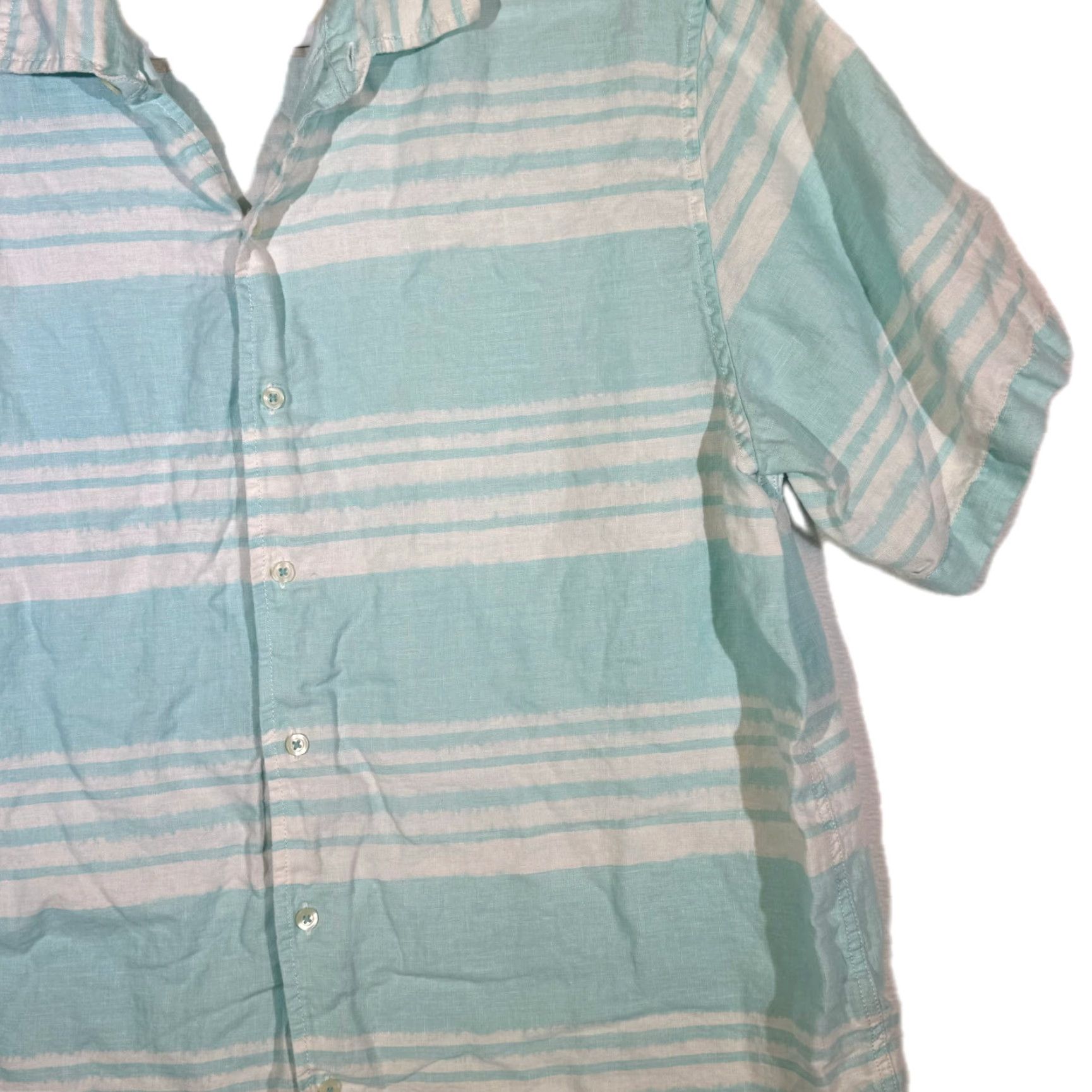 Vintage Caribbean Shirt XL Light Blue Striped Linen Hawaiian Shirt – 100% Linen, Button-Up, Short Sleeve, Casual Beach, Men’s, 42" Chest, 31" Length Size US XL / EU 56 / 4 - 5 Thumbnail