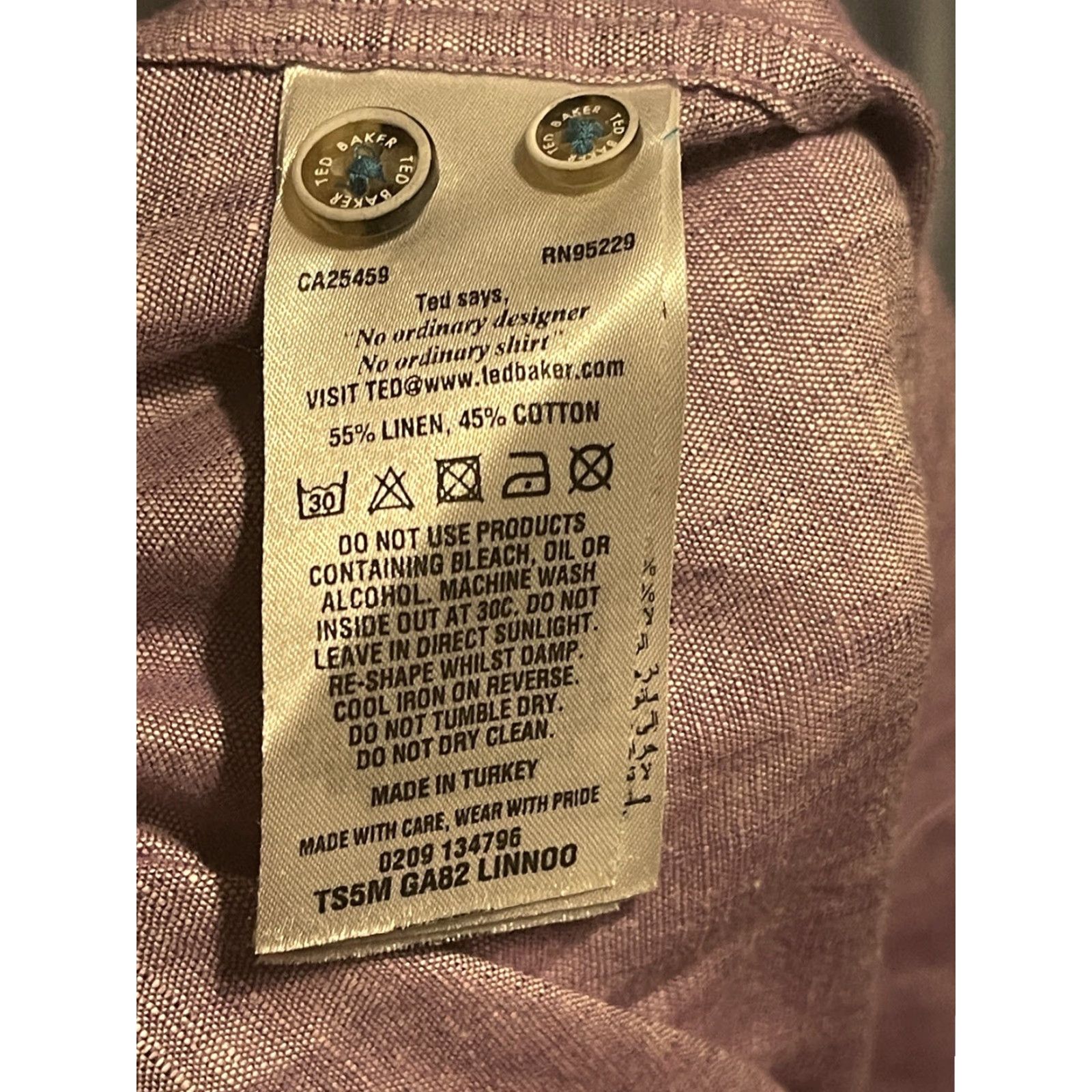 Ted Baker Ted Baker London Shirt Mens Long Sleeve Button-Up Purple Linen Blend Sz 7 Size US M / EU 48-50 / 2 - 5 Thumbnail