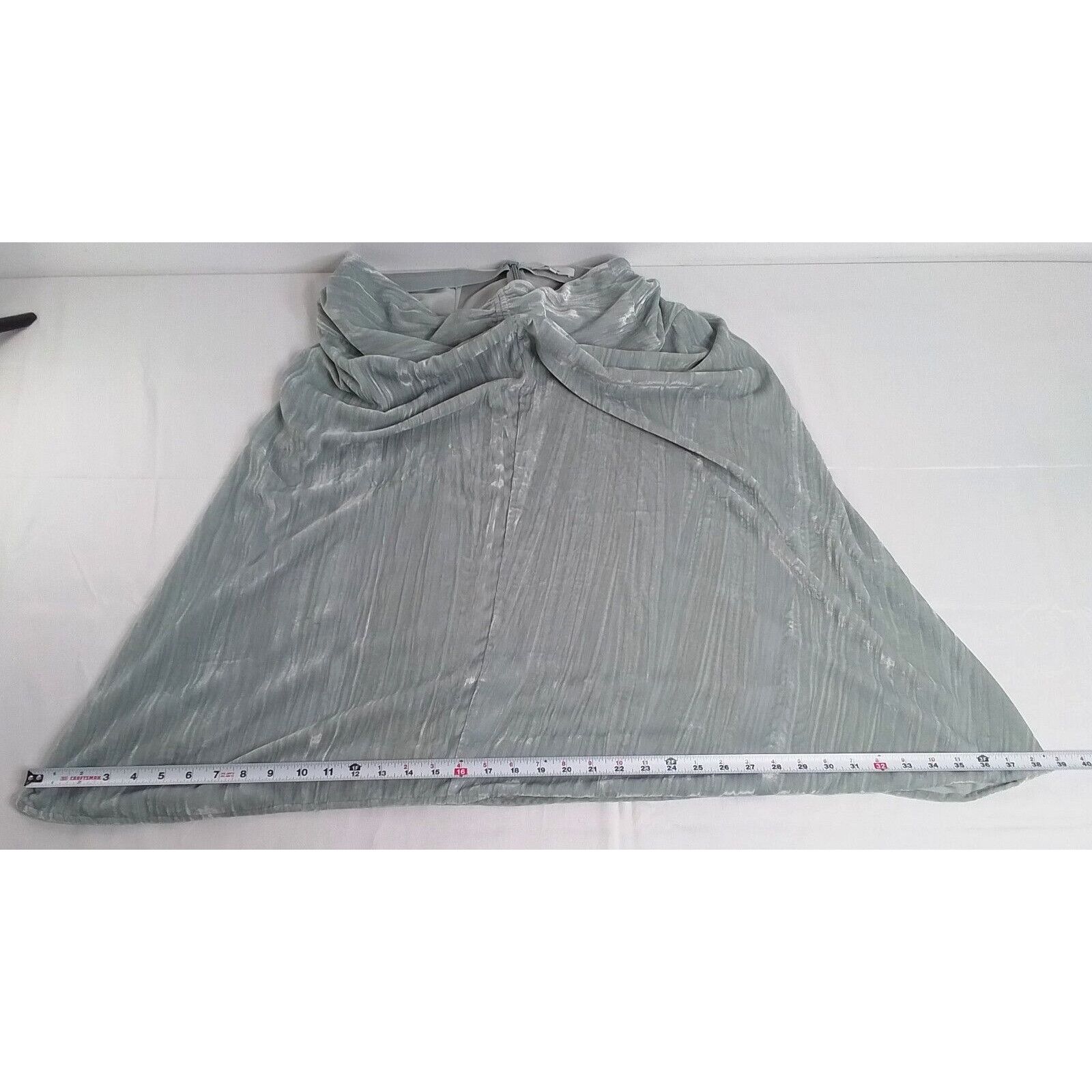 Vince Vince Velvet Skirt Women's 6 Sage Green Ruched Asymmetric Size 28" / US 6 / IT 42 - 7 Thumbnail