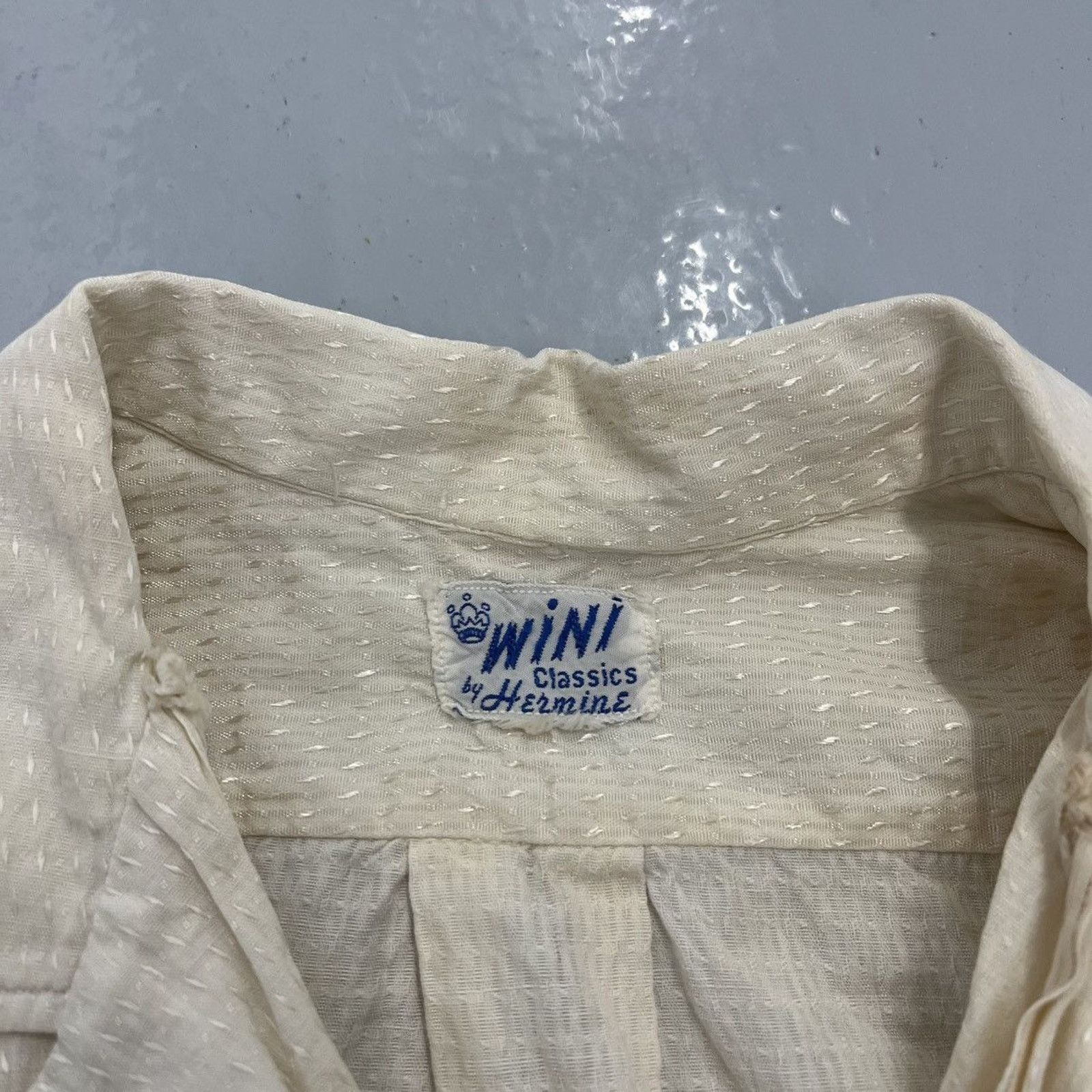 Other Vintage 50s Wini White Cotton Pattern Loop Collar Size S / US 4 / IT 40 - 4 Thumbnail