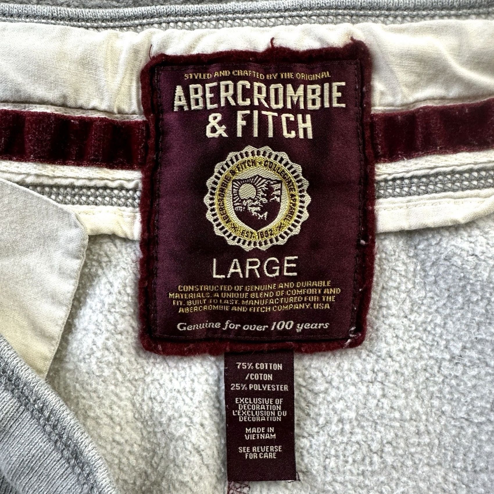 Abercrombie & Fitch VINTAGE Abercrombie & Fitch Pants Mens Large Gray Baggy Wide Leg Y2K Raw Hem Sweatpants Size US 33 - 7 Thumbnail